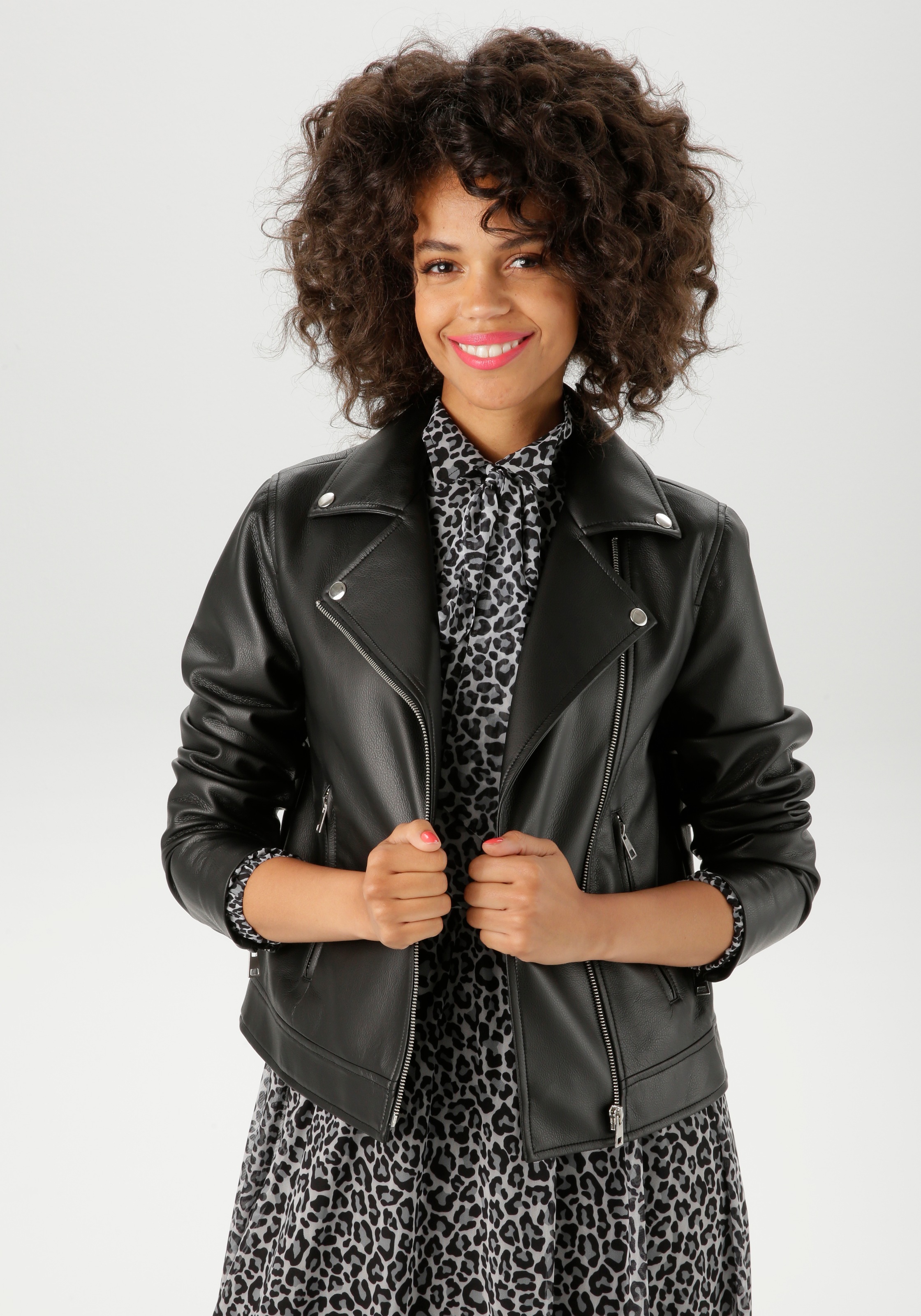 Aniston CASUAL Lederimitatjacke, im Biker-Style - NEUE KOLLEKTION günstig online kaufen