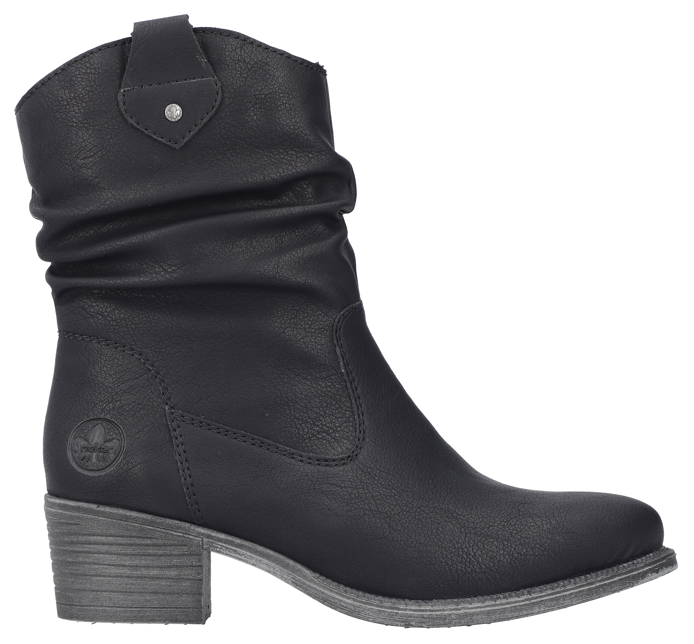 Rieker Westernstiefelette, Cowboyboots, slouchy Schaft, Blockabsatz, mit Innen-Reißverschluss
