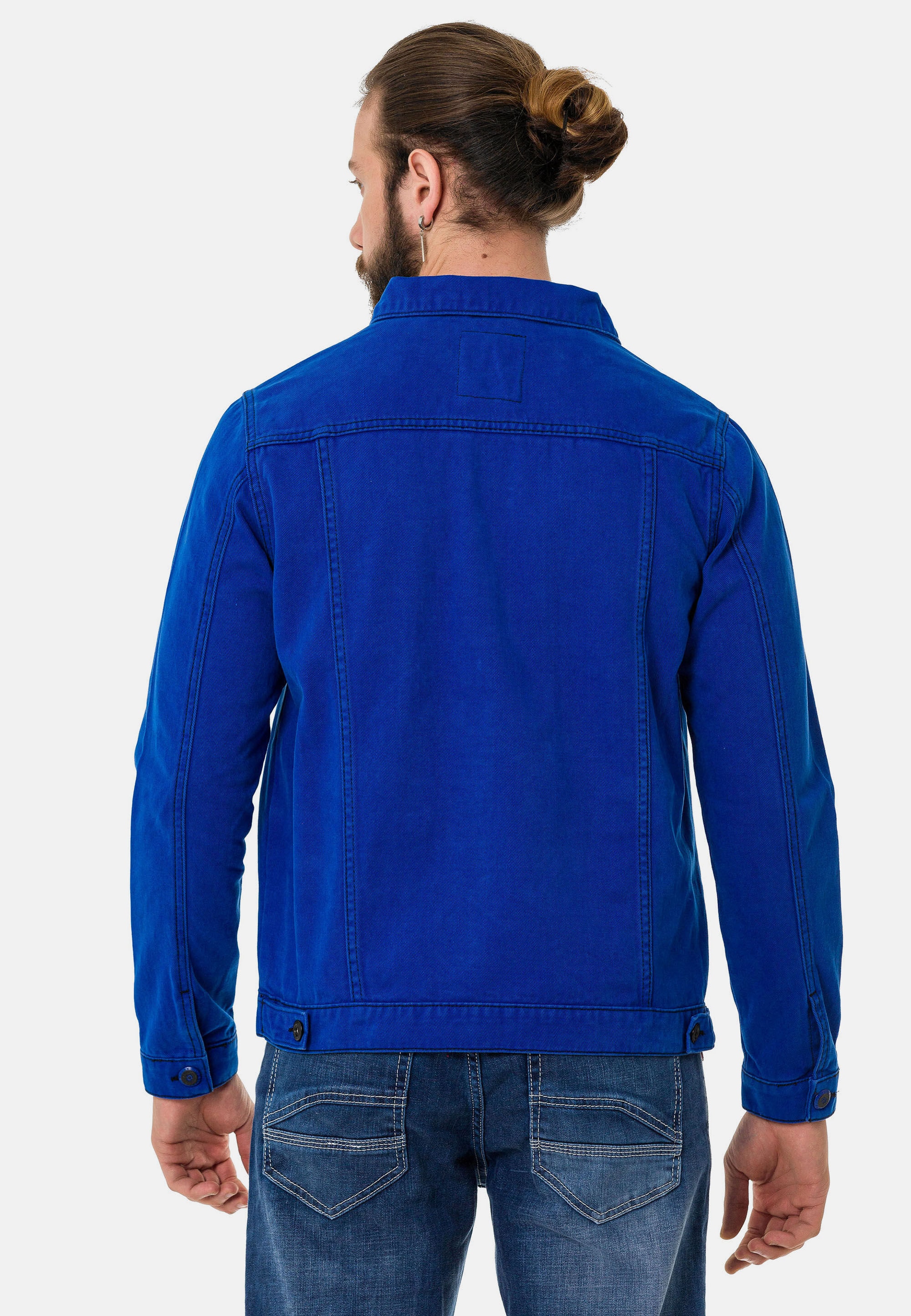 Cipo & Baxx Jeansjacke »CJ289« ohne Kapuze mit Knopfleiste