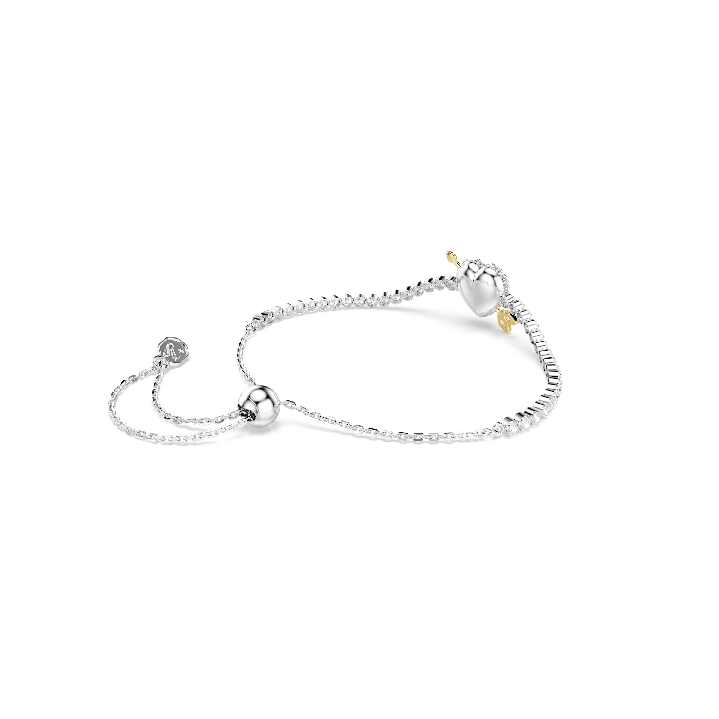 Armkette SWAROVSKI "Schmuck Geschenk Idyllia Armband", metallfarben, gelbgoldfarben, kristallweiß, kristallweiß, Armbänder, Damen, Metallmix, Armkette, mit Swarovski Kristall, Zirkonia (synth.) 3