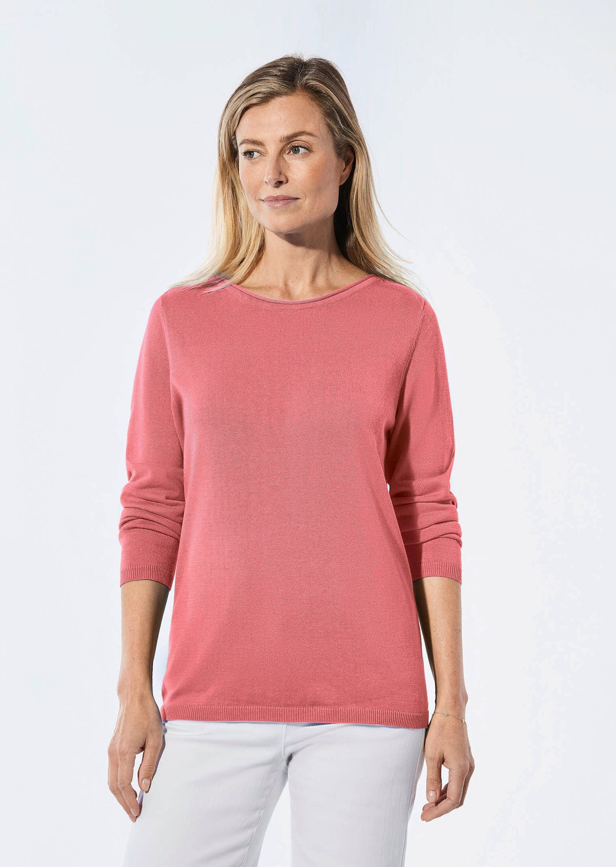 GOLDNER Strickpullover "Pullover mit U-Boot-Ausschnitt aus Baumwoll-Viskose günstig online kaufen