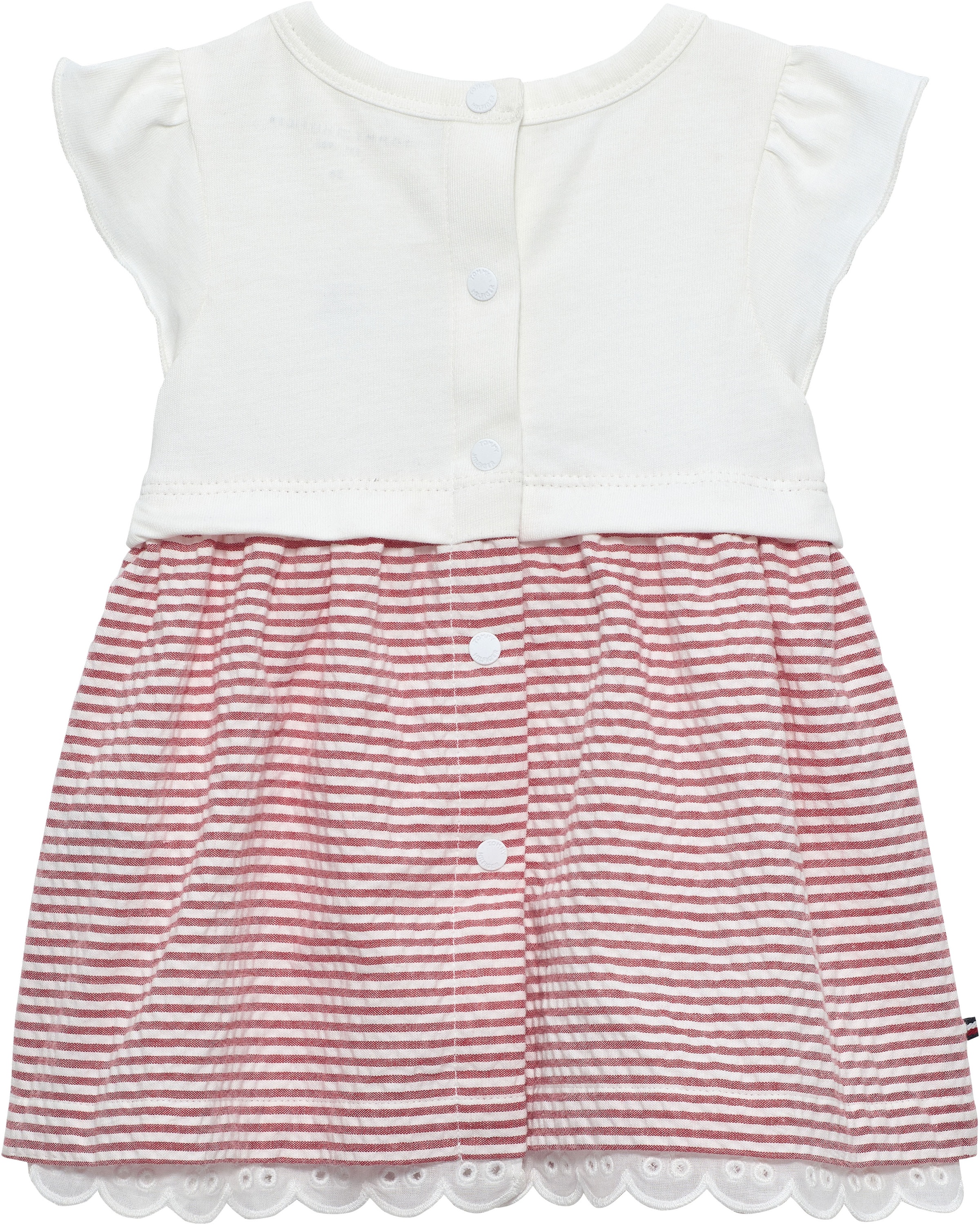 Tommy Hilfiger Jerseykleid »SEERSUCKER RED COMBI DRESS S/S« für Babys, mit Lochstickerei am Saum, Druckknöpfe