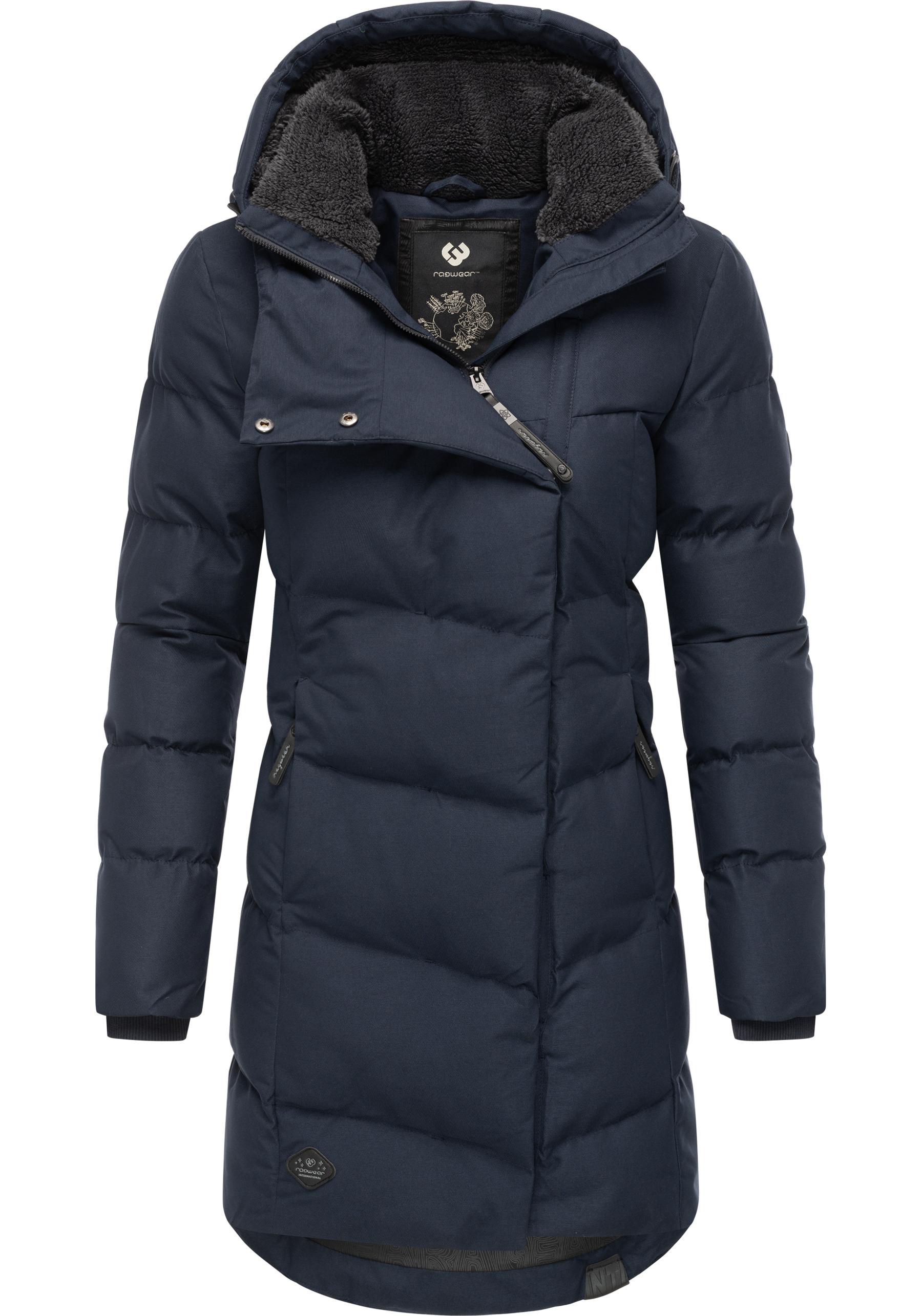 Wintermantel RAGWEAR "Pavla", Damen, Gr. XS (34), blau (navy), Außenmaterial: 100% Polyester; Innenfutter: 100% Polyester; Wattierung: 100% Polyester, figurbetont ca. Mitte Oberschenkel, Ärmel ohne Ärmelschlitz Rippstrickbündchen, Mäntel Wintermantel, sty