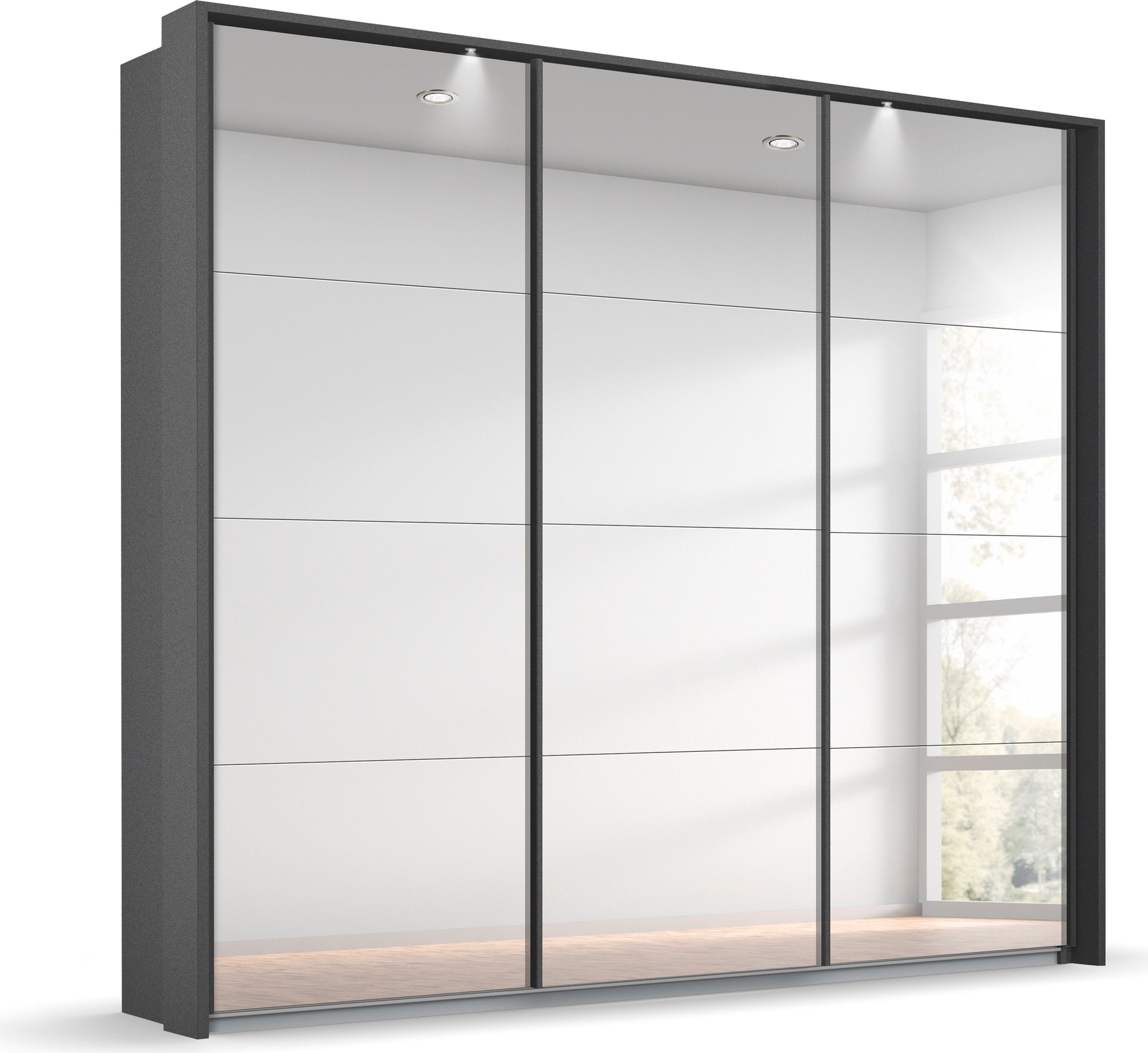 rauch Schwebetürenschrank »Oteli«, mit Spiegelfront und Passepartout optional mit Beleuchtung