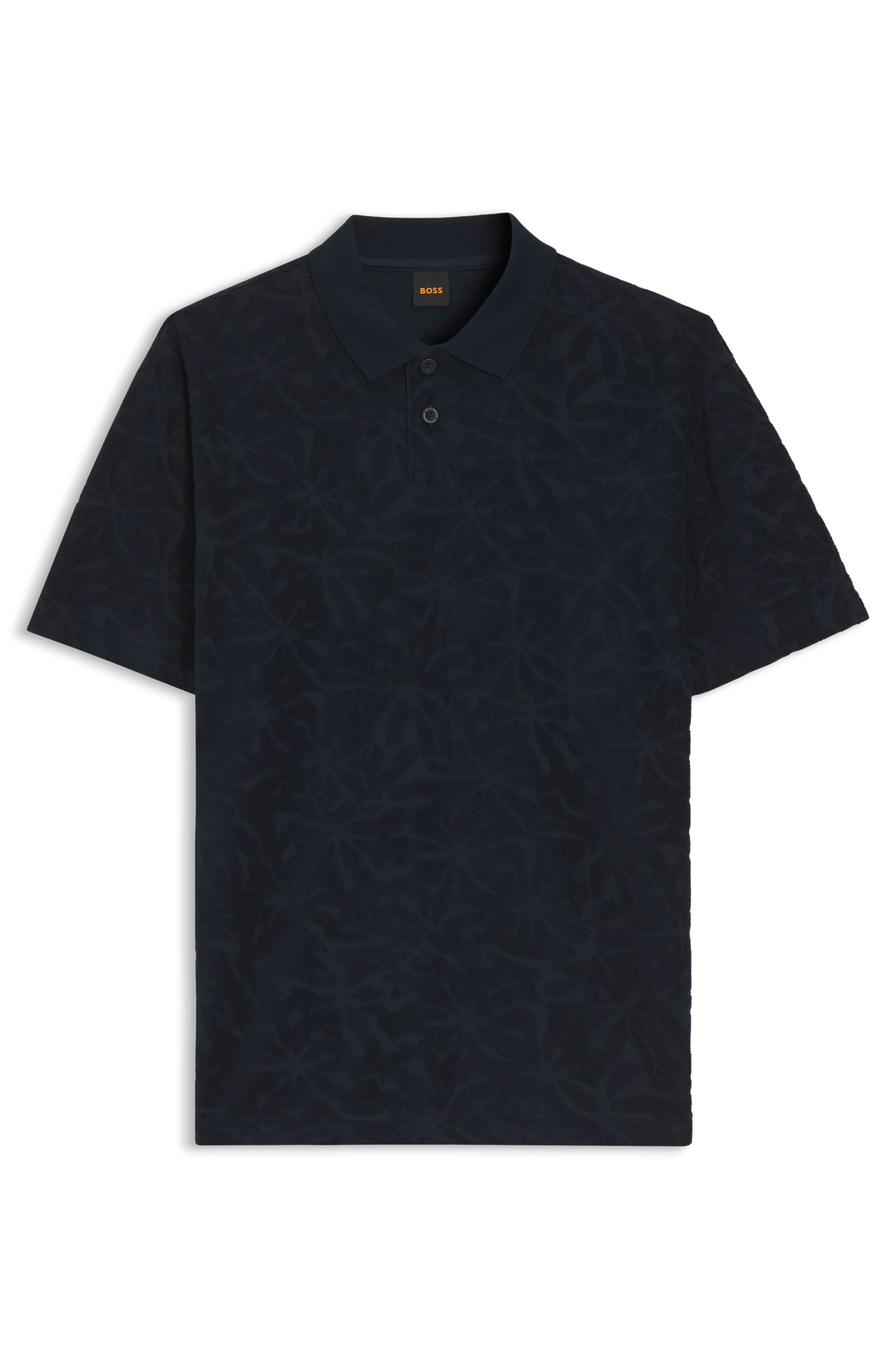 BOSS ORANGE Poloshirt florales Jacquardmuster, Baumwollfrottee, Relaxed Fit