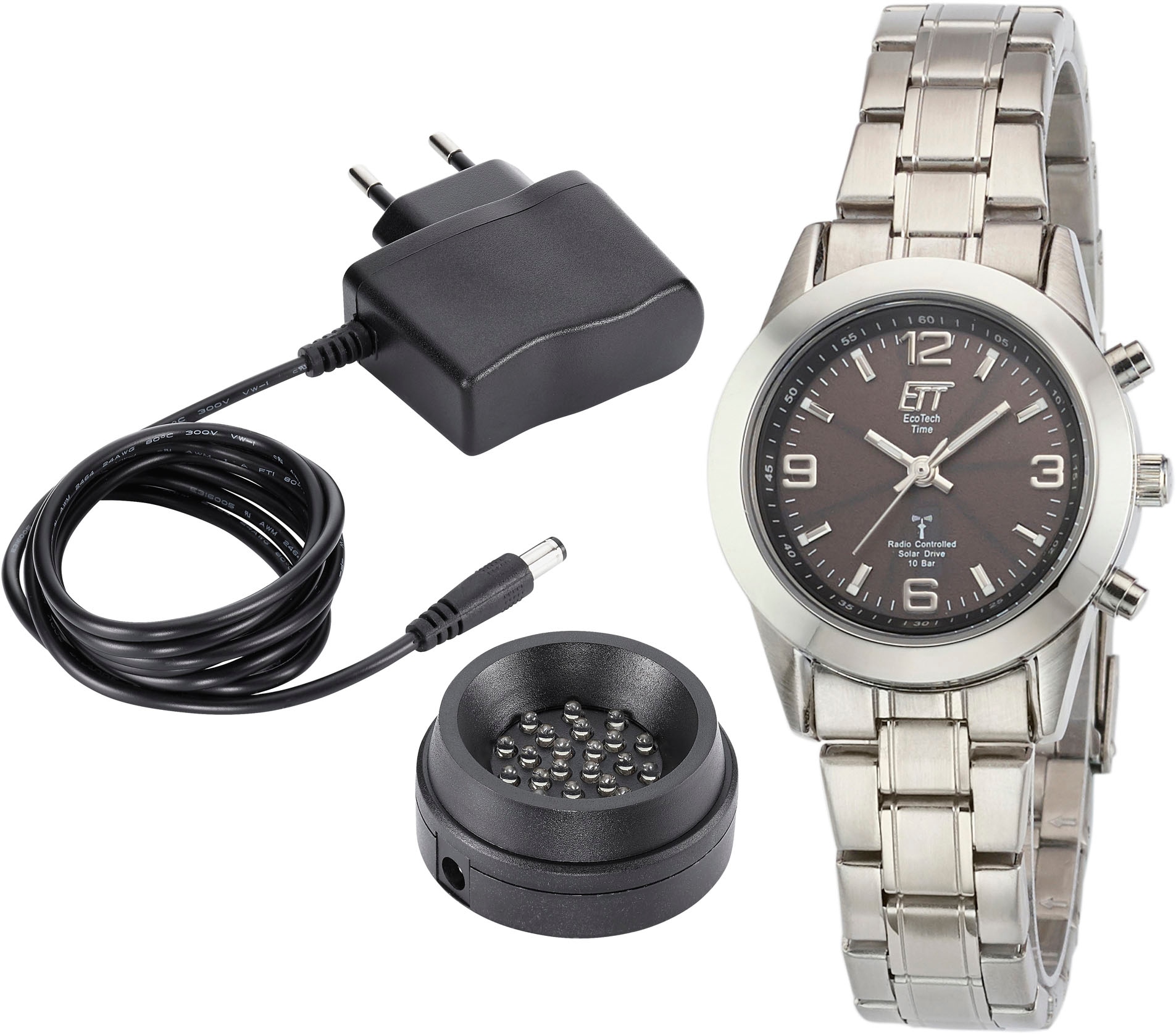 ETT Funkuhr »Gobi, ELS-11269-21M«, (Set, 2 tlg., Uhr und Ladelampe), Armbanduhr, Damenuhr, Solar
