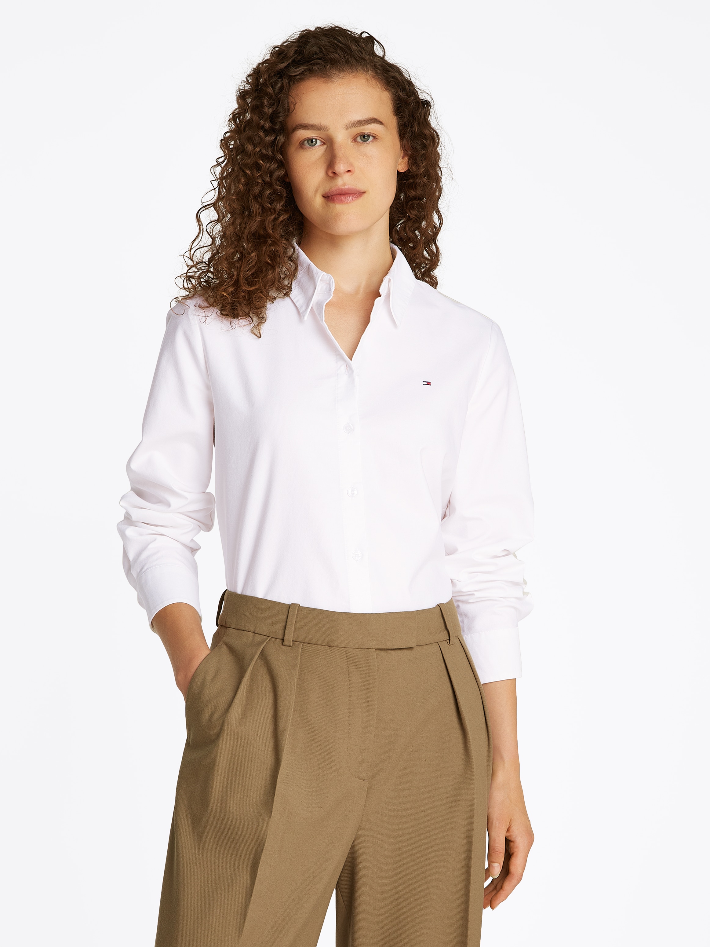 Tommy Hilfiger Hemdbluse "OXFORD RELAXED FIT SHIRT", mit aufgestickter Flag günstig online kaufen