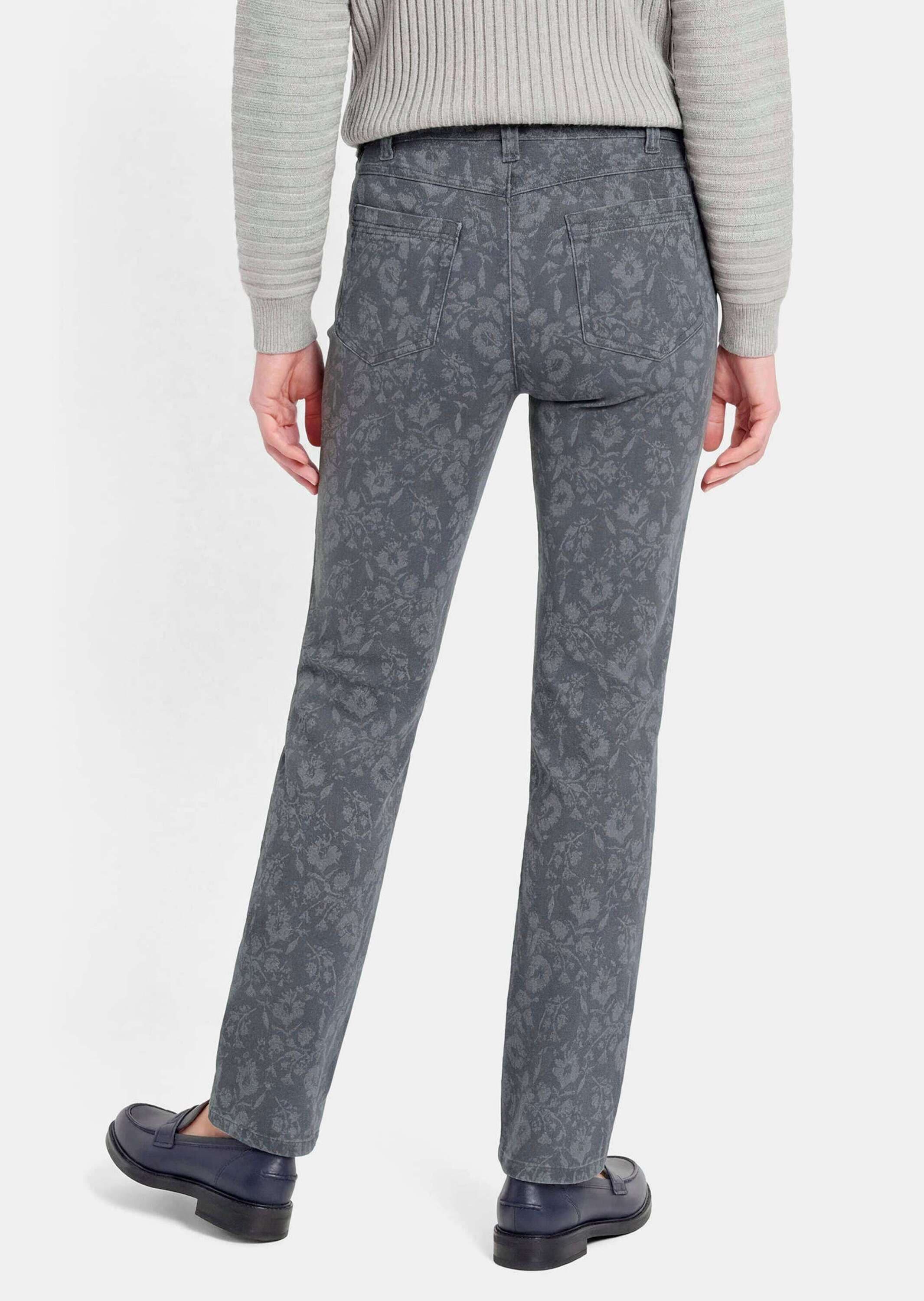 GOLDNER Regular-fit-Jeans »Slim Fit Jeans LOUISA mit Blumendruck« modischer ton in ton Print