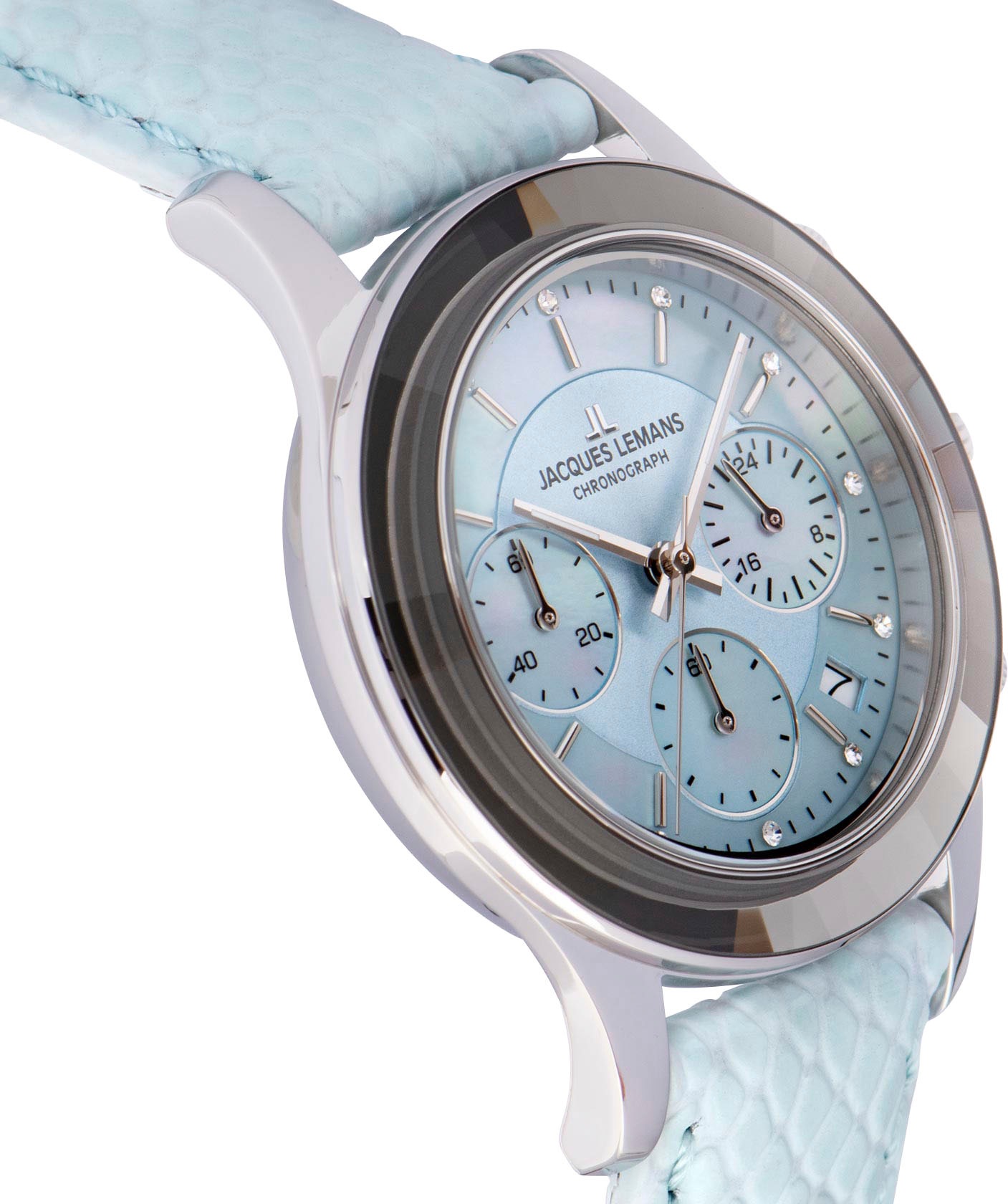 Jacques Lemans Chronograph »Venice«, Armbanduhr, Damenuhr, Lederarmband, Stoppfunktion, Datum, Perlmutt