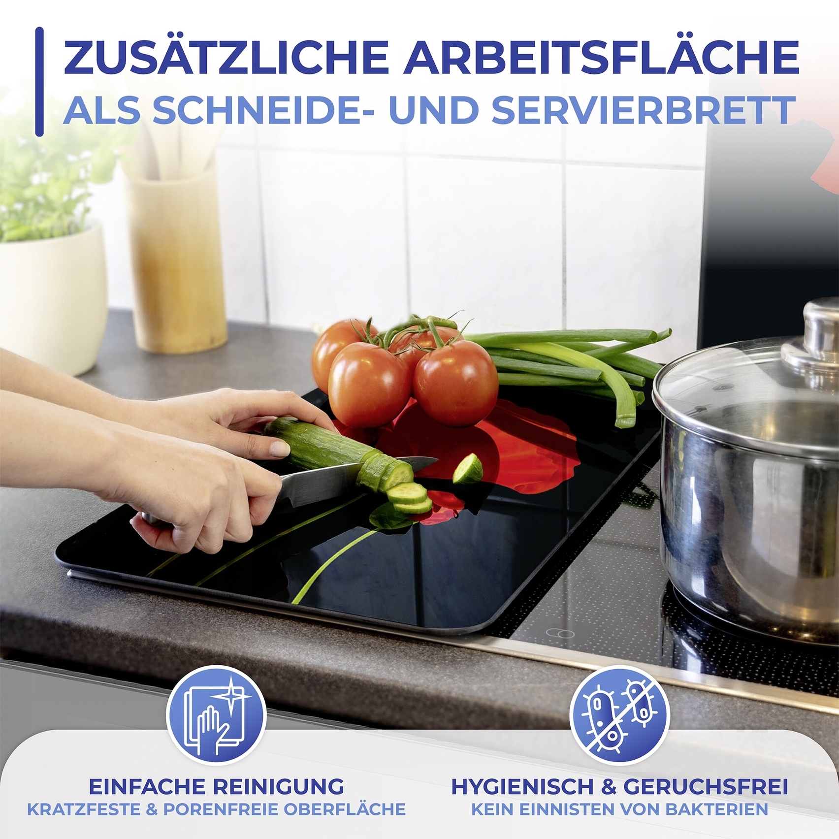 Maximex Herd-Abdeckplatte »Universal Modell Mohn«, (Set, 2 tlg.), Herdabdeckung für alle Herdarten, kratzfest, mit rutschfesten Füßen