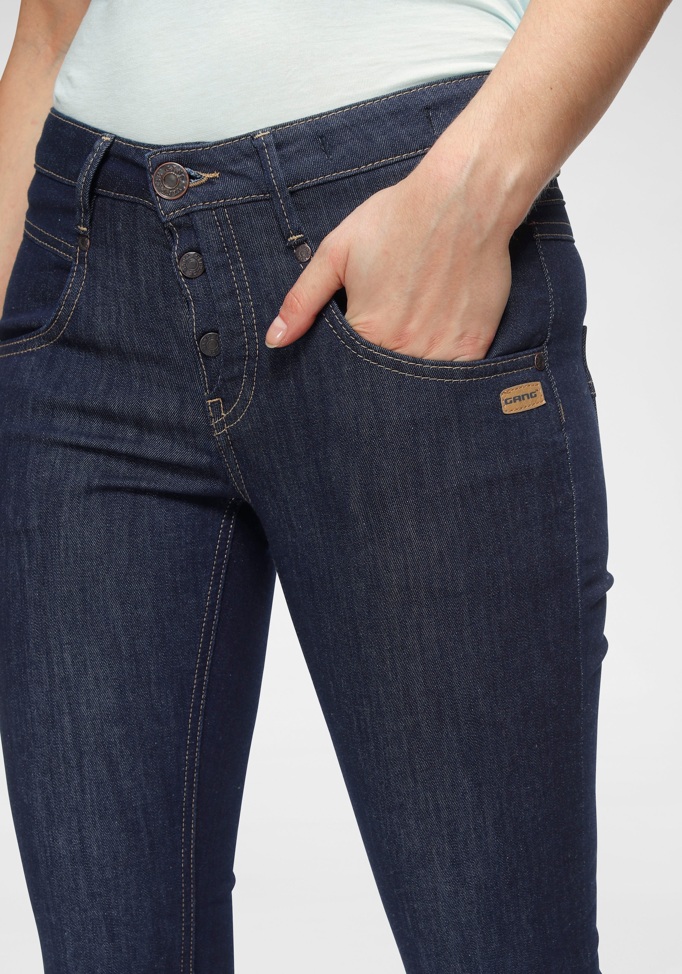 GANG Skinny-fit-Jeans »94MEDINA«, mit stylischer halb offener Knopfleiste