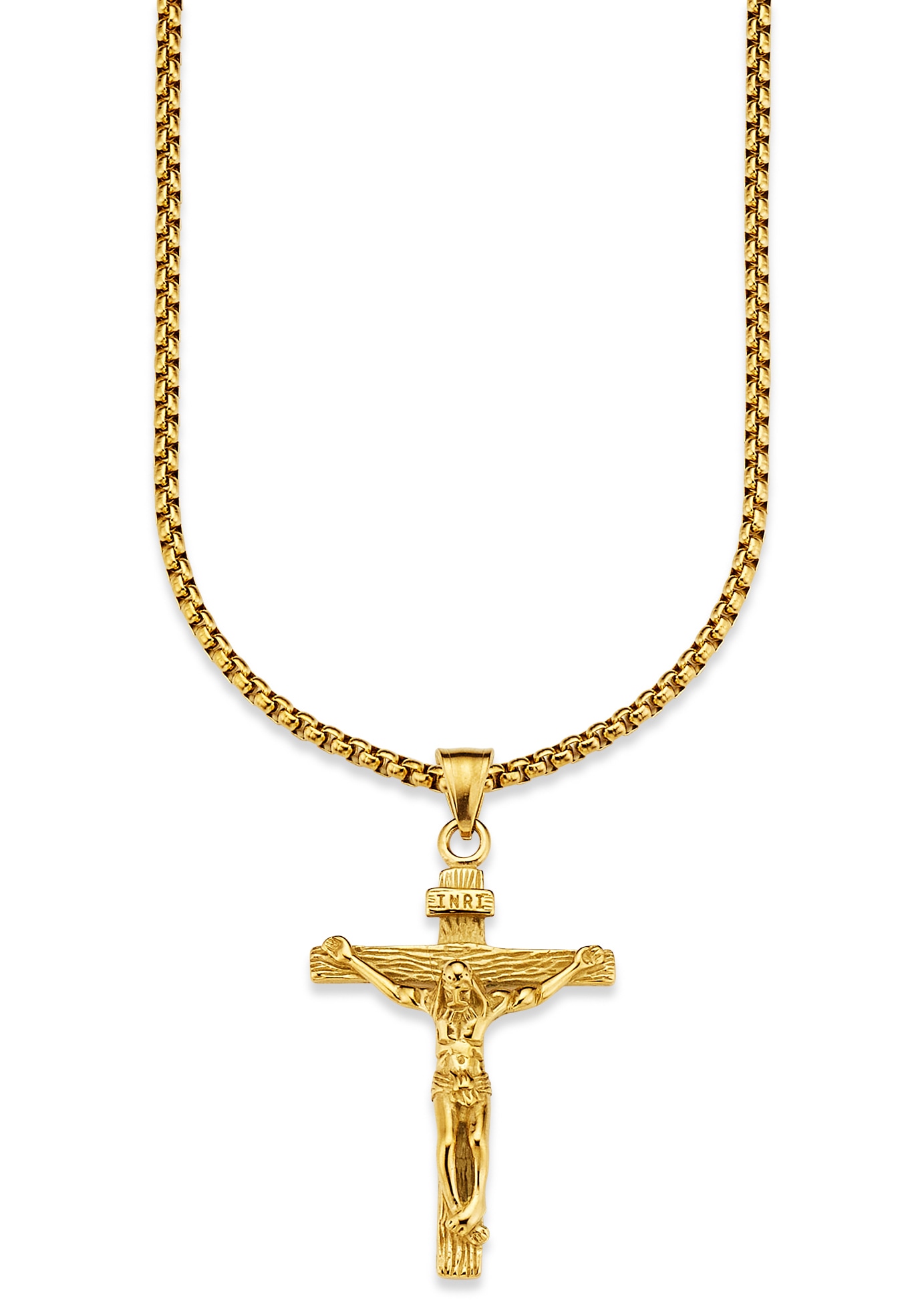 Bruno Banani Kette mit Anhänger »Schmuck Geschenk, Halskette Kreuz Gravur INRI Venezianerkette Gold«