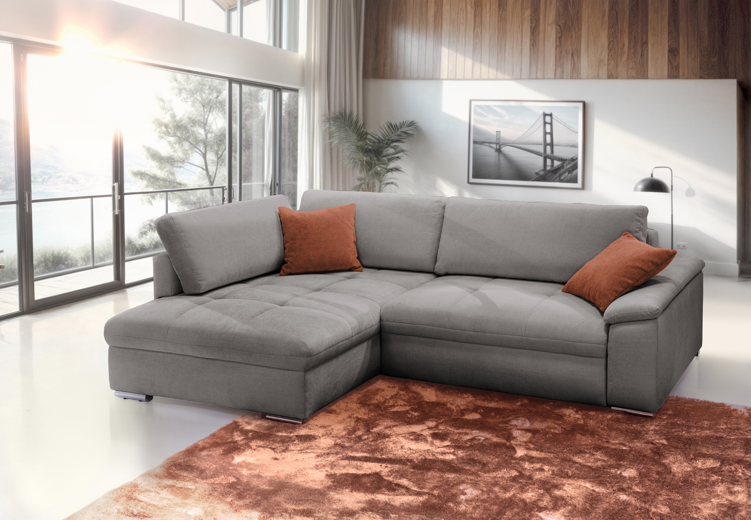 exxpo - sofa fashion Ecksofa "Casa Grande inkl. Bettfunktion & Bettkasten, bequem" Breite 268cm, L-Form, guter Sitzkomfort, große Liegefläche