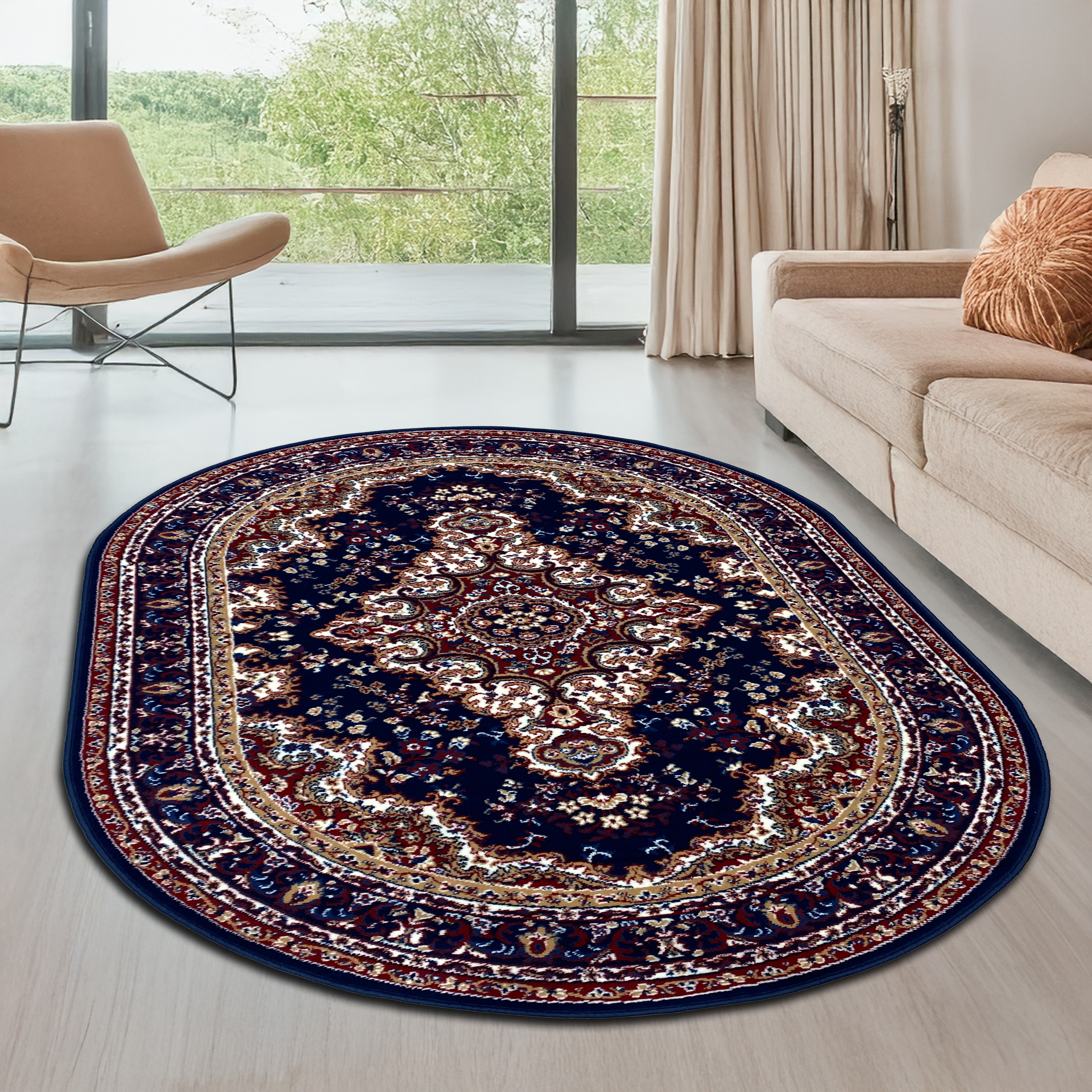 OTTO home Teppich "Oriental, Made in Belgium" oval 7 mm Höhe Orient-Optik, mit Bordüre, Teppich, Kurzflor, Weich, Kundenliebling