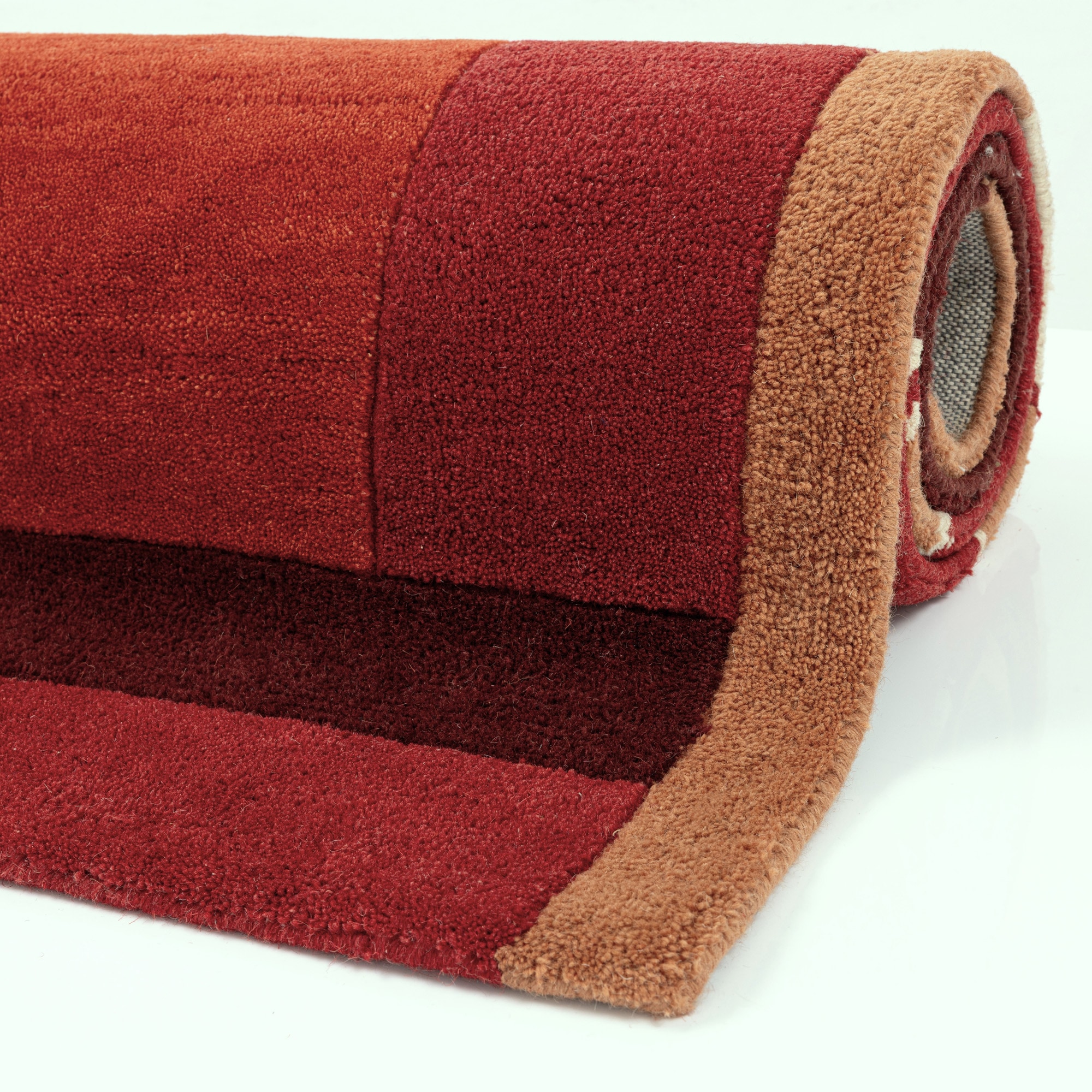 THEKO Wollteppich »Tromso, Wolle, Handgefertigt, Bordüre mit Hoch-Tief-Effekt« rechteckig 15 mm Höhe Wohnzimmer, Schlafzimmer, Esszimmer