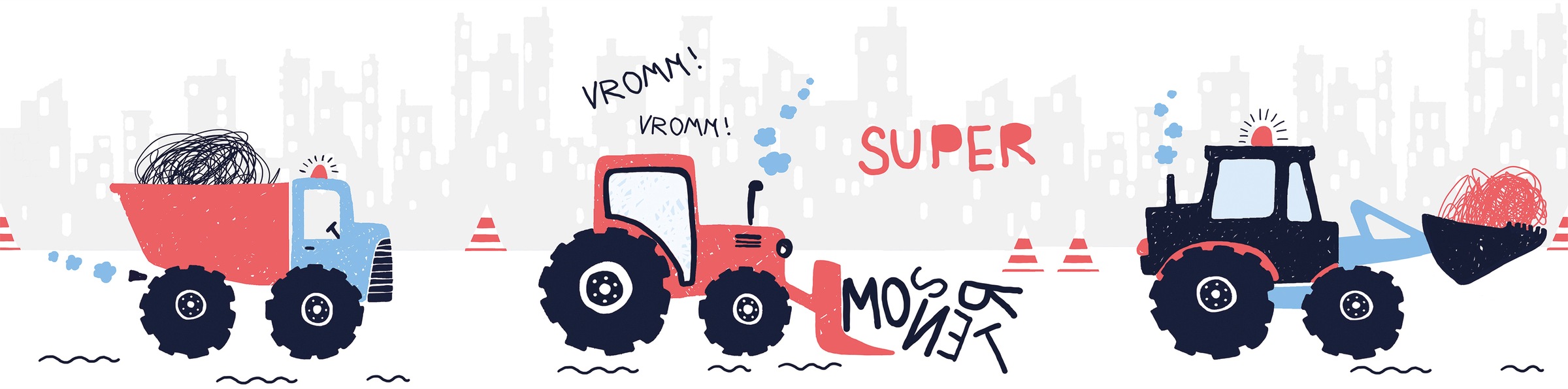 A.S. Création Bordüre "Super Tractor" Motiv abstrakt naturalistisch glatt Papier Wand Schräge Tür Borte Wohnzimmer Schlafzimmer Küche Flur Optik