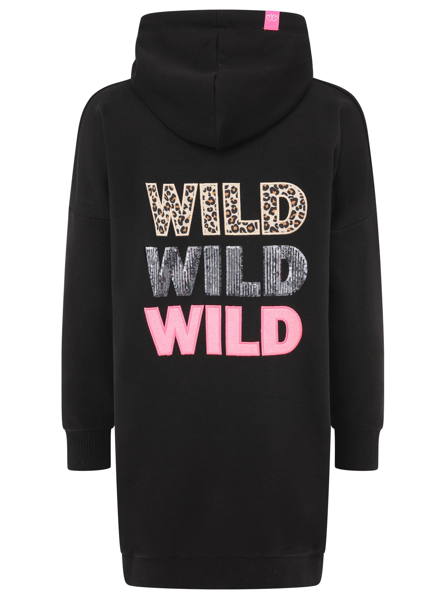 Zwillingsherz Sweatkleid »"Wild Wild Wild"«, mit Kapuze, Kängurutasche und WILD Motiv auf dem Rücken