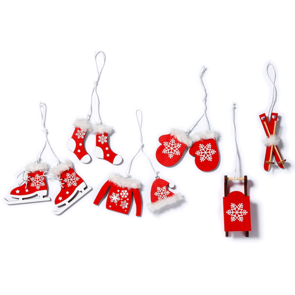 CHRISTMAS GOODS by Inge Baumbehang »Winterzeit, Weihnachtsdeko rot, Christbaumschmuck«, (Set, 12 St.)