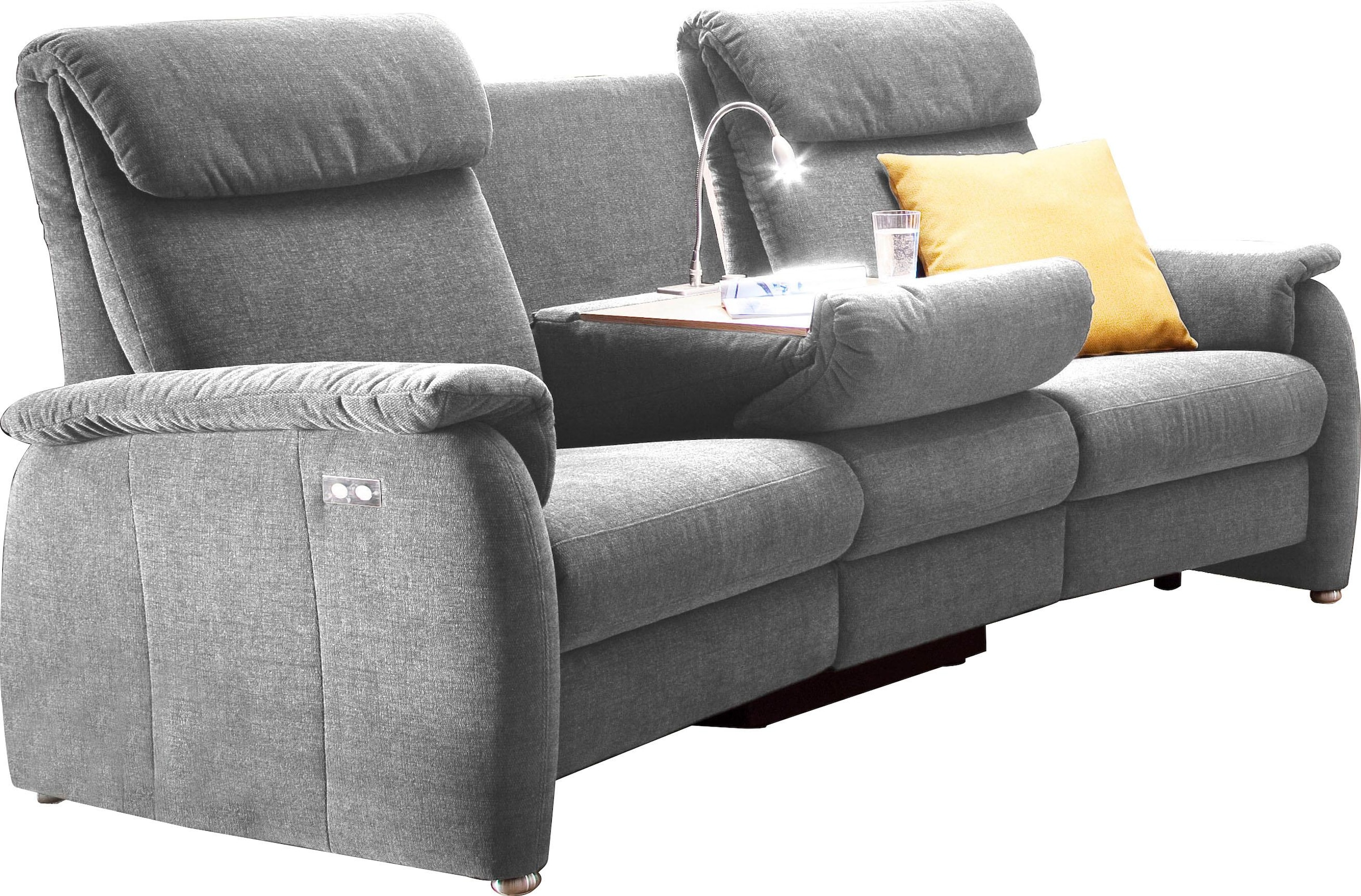 Home affaire Sofa "Turin", mit motorischer Relaxfunktion, Tisch, Leuchte + USB-Ladestation