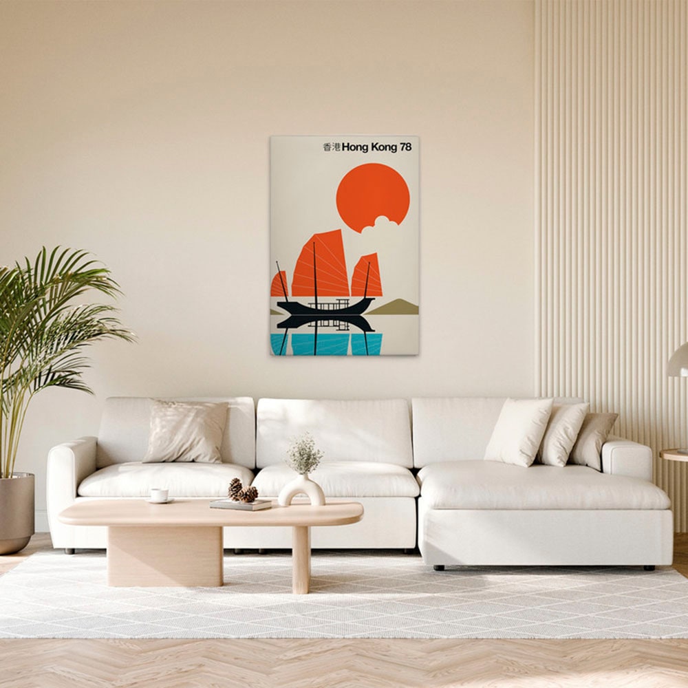 A.S. Création Leinwandbild "HongKong78 - Wandbild Creme Blau Orange Keilrah günstig online kaufen