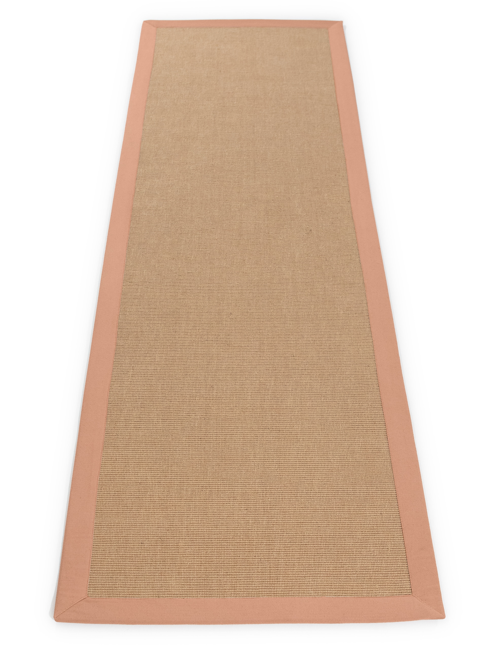 Sisalteppich CARPETFINE "Sisal , auch als Läufer erhältlich", orange (pfirsich), B:75cm H:5mm L:300cm, Sisal, Teppiche, Sisalteppich, mit farbiger Bordüre, Anti Rutsch Rückseite, viele Größen, Wohnzimmer