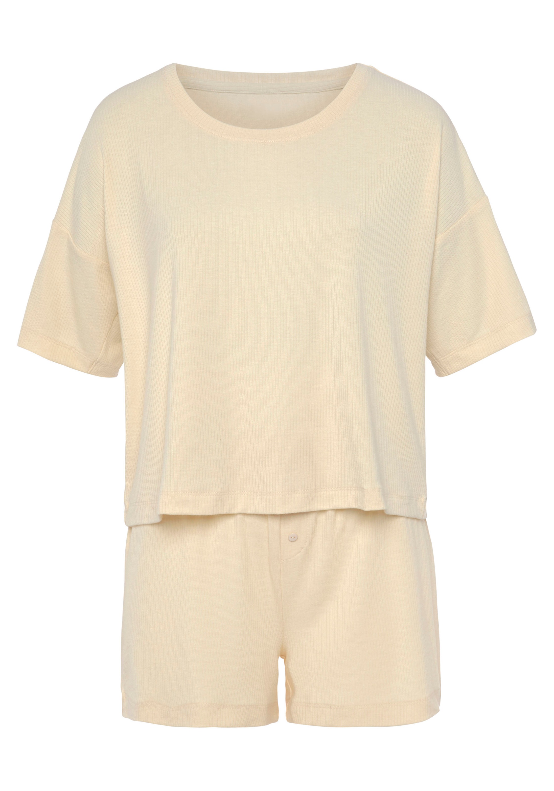 LASCANA Shorty Set, 2 Stk. tlg., aus schönem Ripp-Material günstig online kaufen