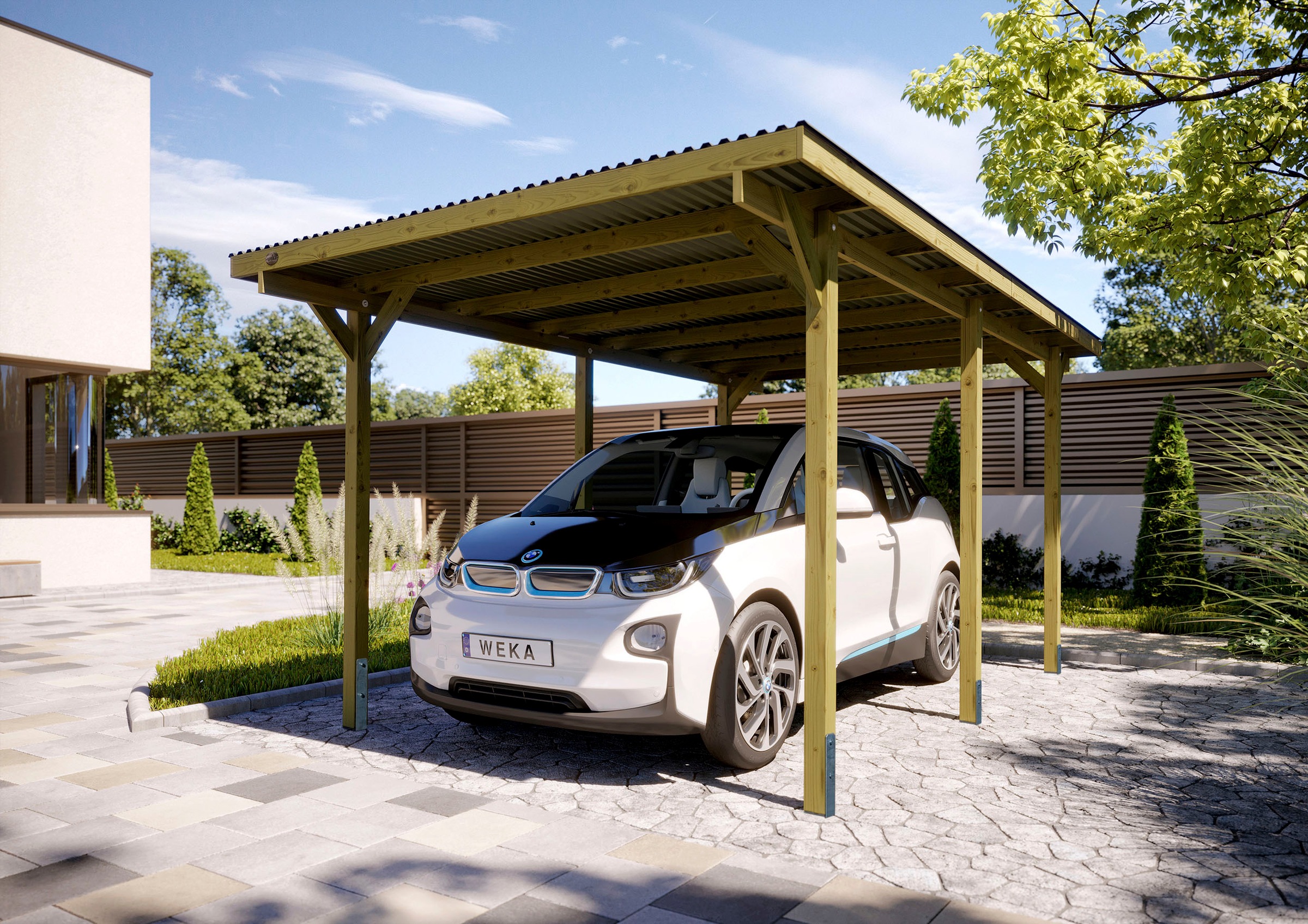 weka Einzelcarport "606 Gr.1" Massivholz 250 cm braun