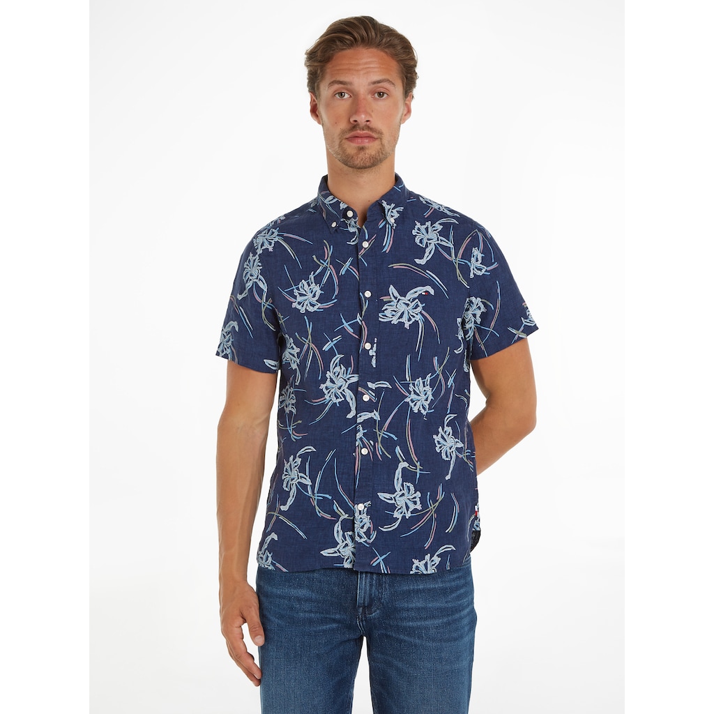 Tommy Hilfiger Leinenhemd »LI TROPICAL PRT SF SHIRT«, mit tropischen Print