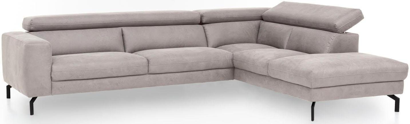 Places of Style Ecksofa »Olanta, modern und bequem, Breite 305cm, Fuß 16cm hoch, L-Form«, mit verstellbaren Kopfstützen