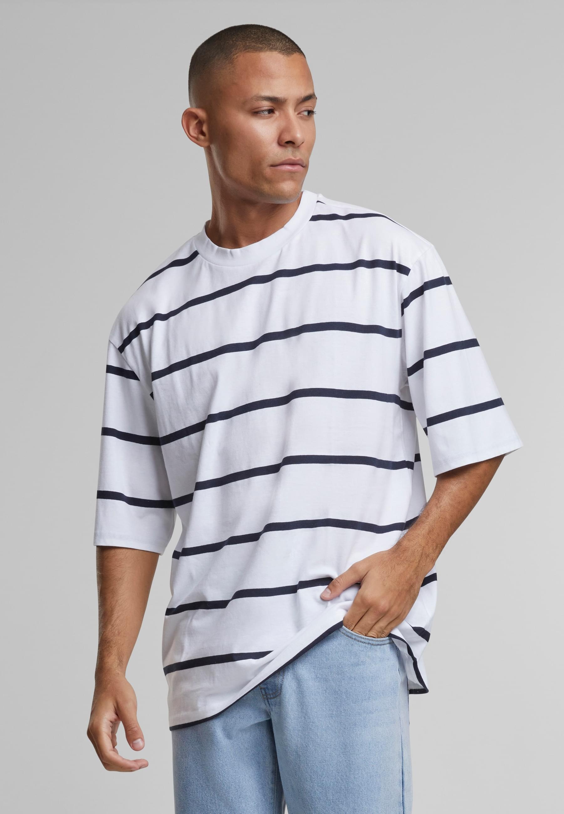 URBAN CLASSICS T-Shirt »Urban Classics Herren Oversized Sleeve Modern Stripe Tee«, (1 tlg.)