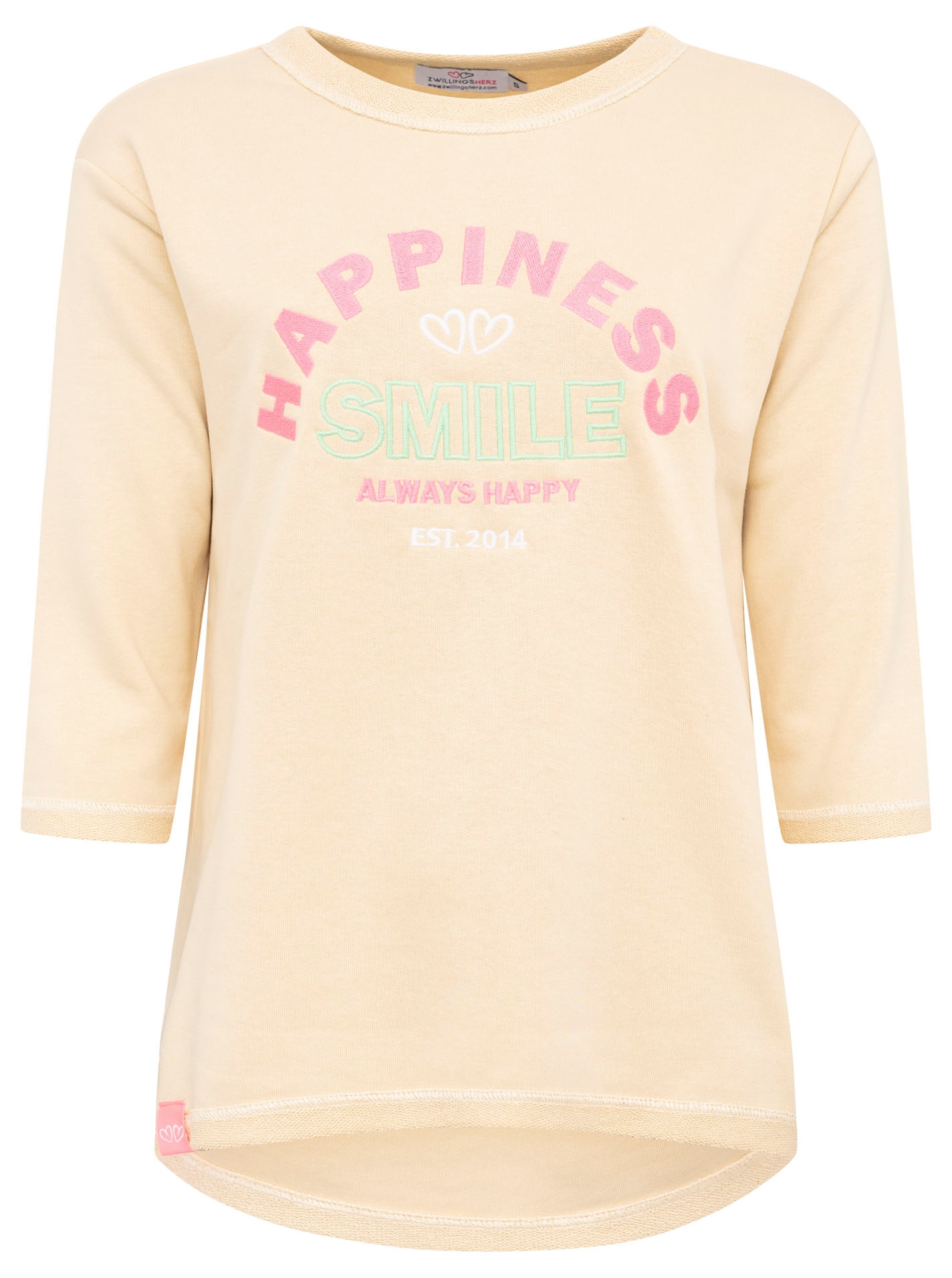 Zwillingsherz Langarmshirt ""Smile"", 3/4-Arm, Rundhalsausschnitt, Stickere günstig online kaufen