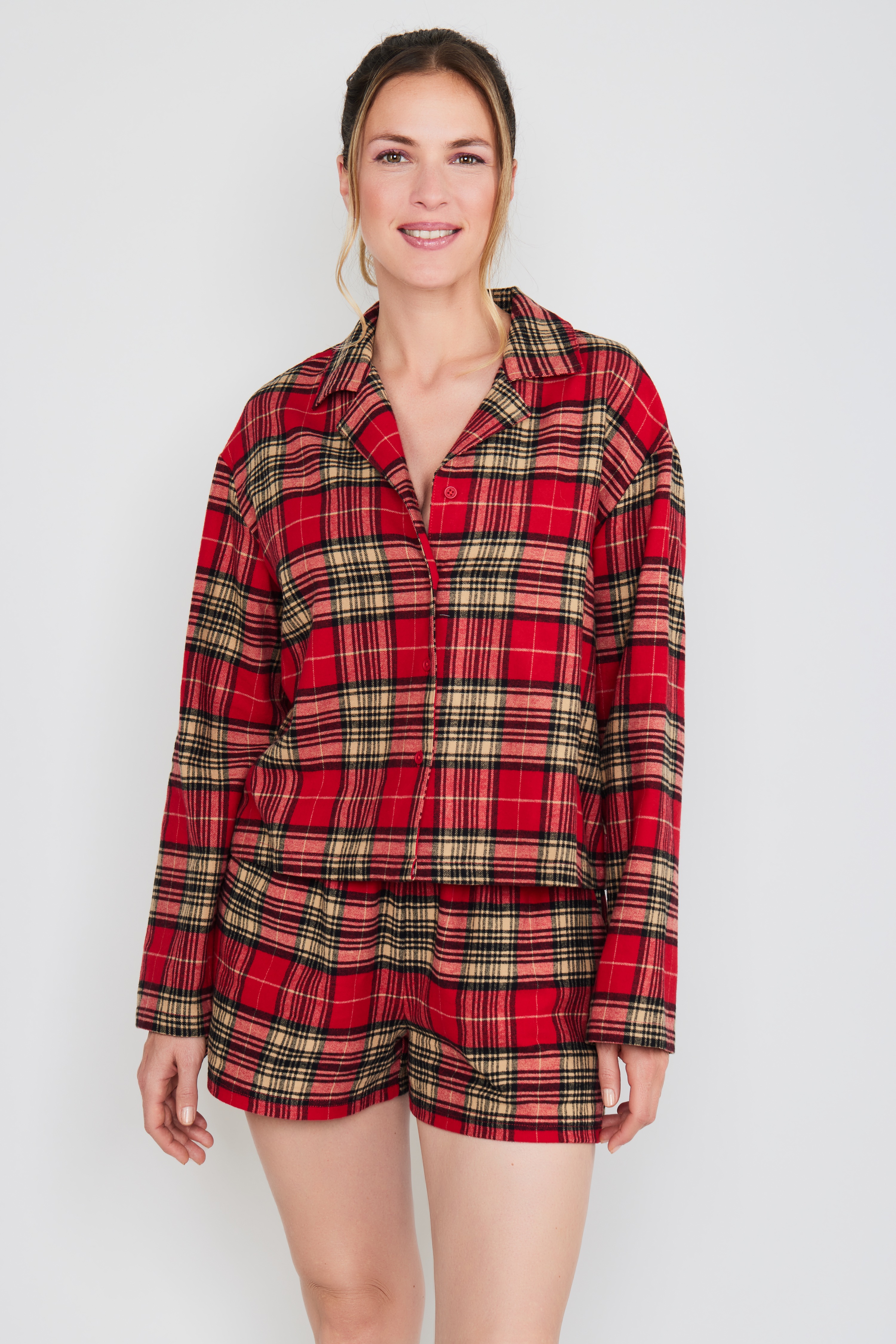 Thumbnail - JOOP Jeans Pyjamaoberteil "After Dark (JOOP Jeans)", Karo-Design, Knöpfe, Langarm, Fleece-Qualität