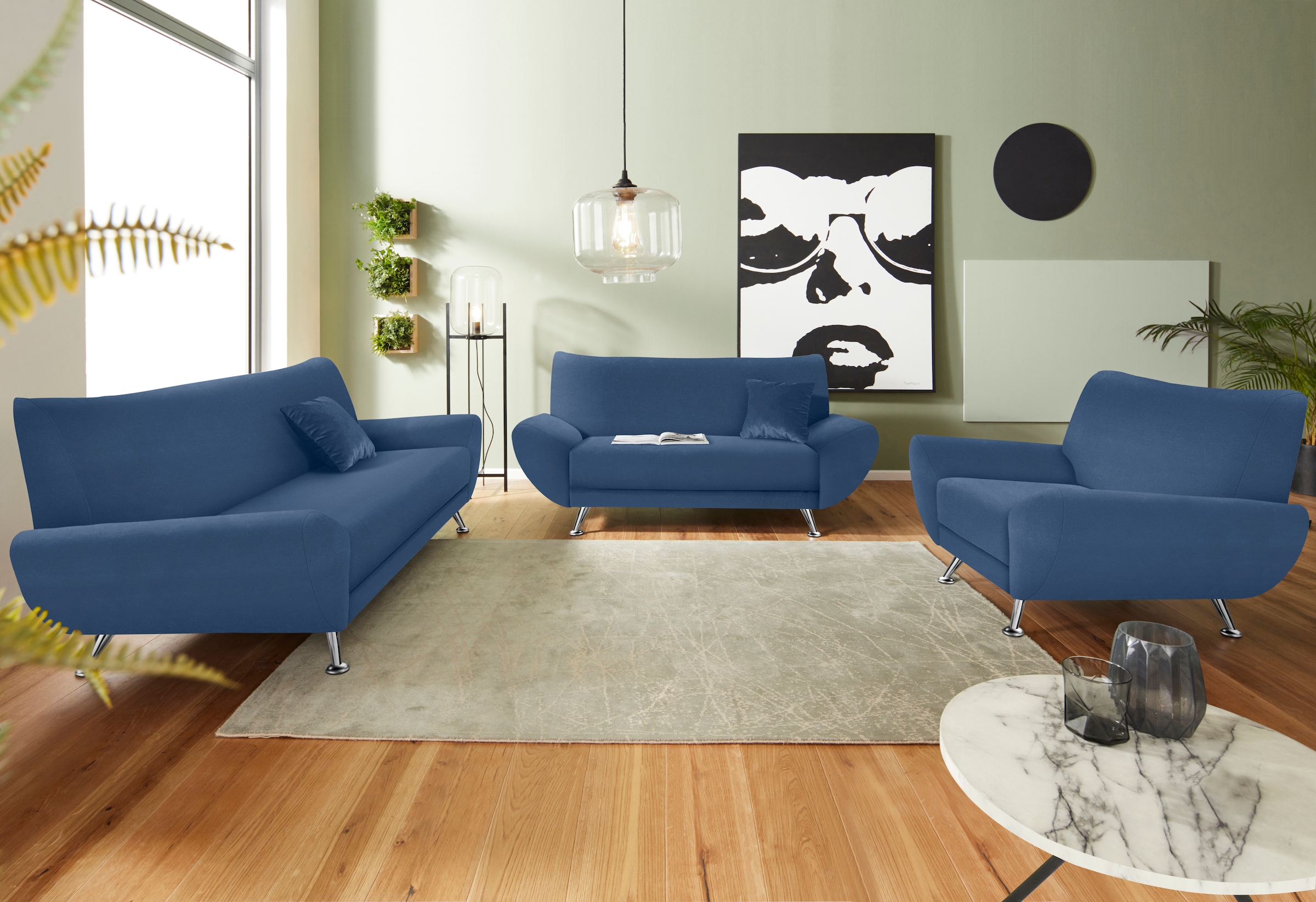 Home affaire Polstergarnitur "Saltare elegant & komfortabel, 3-2-1, bequem, Designfuß" 3 Stk. tlg.