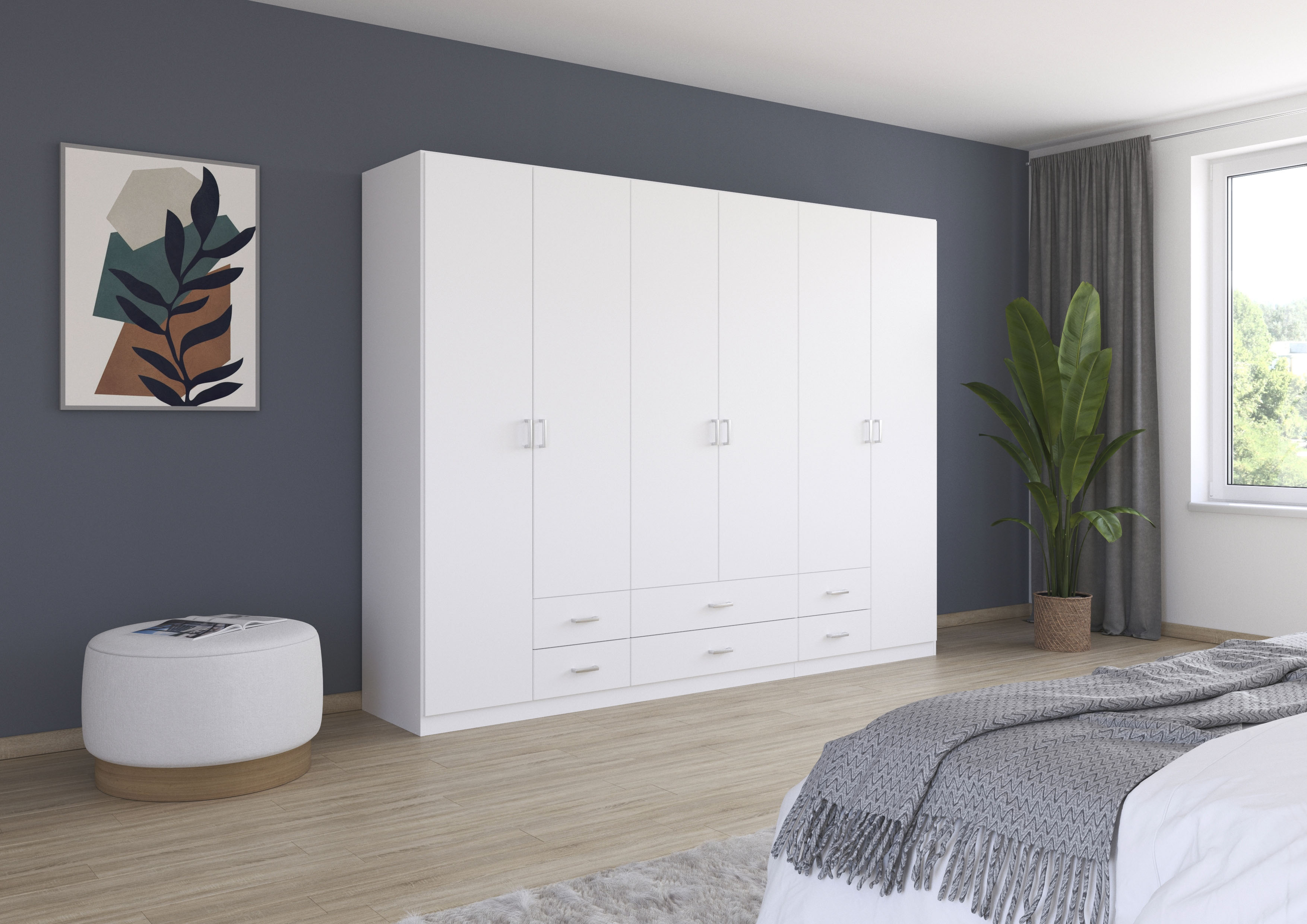 rauch Drehtürenschrank "Kleiderschrank Garderobe GAMMA Breiten 271 cm" in 3 Ausstattungen BASIC/CLASSIC/PREMIUM (inkl. SOFT-CLOSE-Funktion), mit Schubladen, verschiedene Griff-Varianten TOPSELLER MADE IN GERMANY