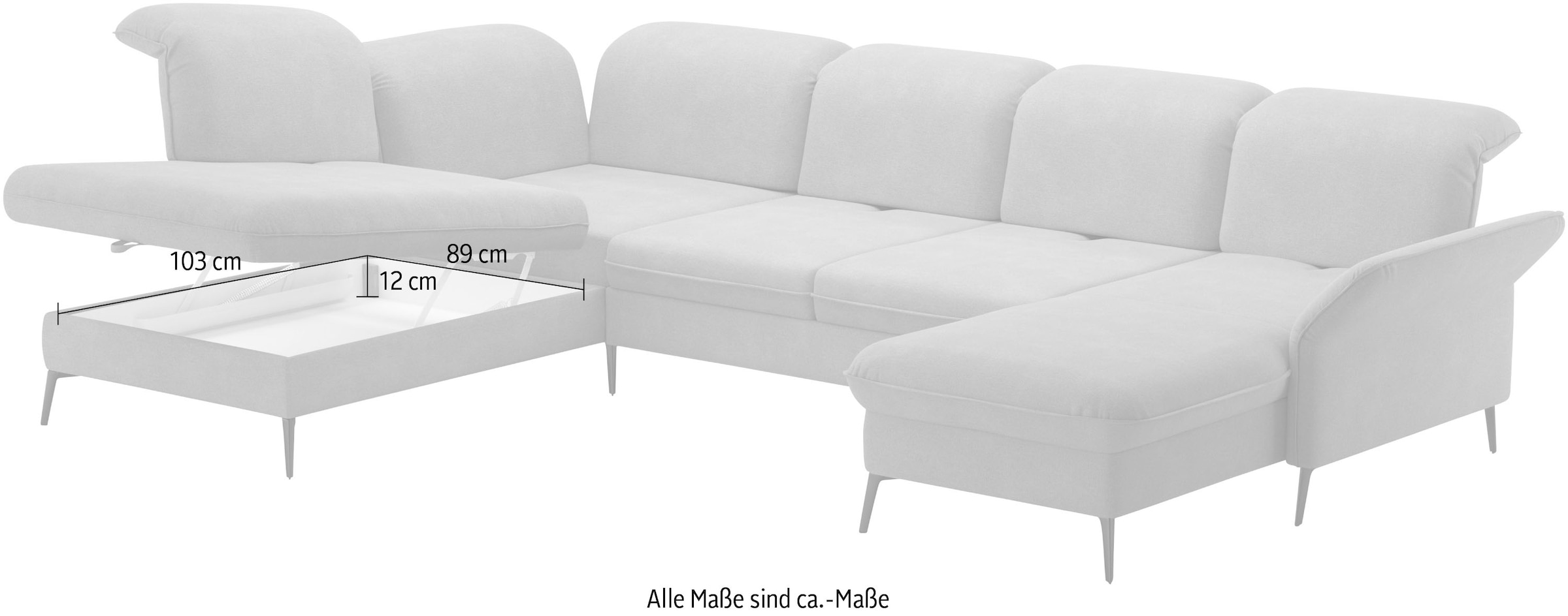 sit&more Wohnlandschaft »Emely«, mit Sitztiefenverstellung optional mit Bettfunktion und Bettkasten