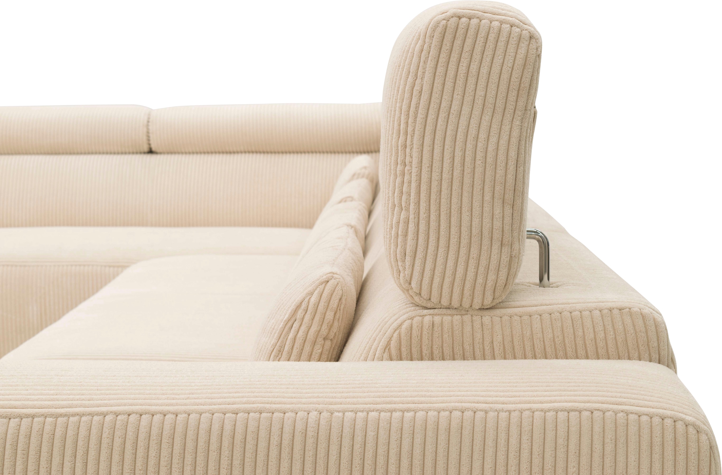 DOMO collection Wohnlandschaft »Brandon viele Bezugsarten, auch in Cord und Leder, incl. Nierenkissen«, mit Kopfteilverstellung, wahlweise Sitztiefenverstellung, U-Form