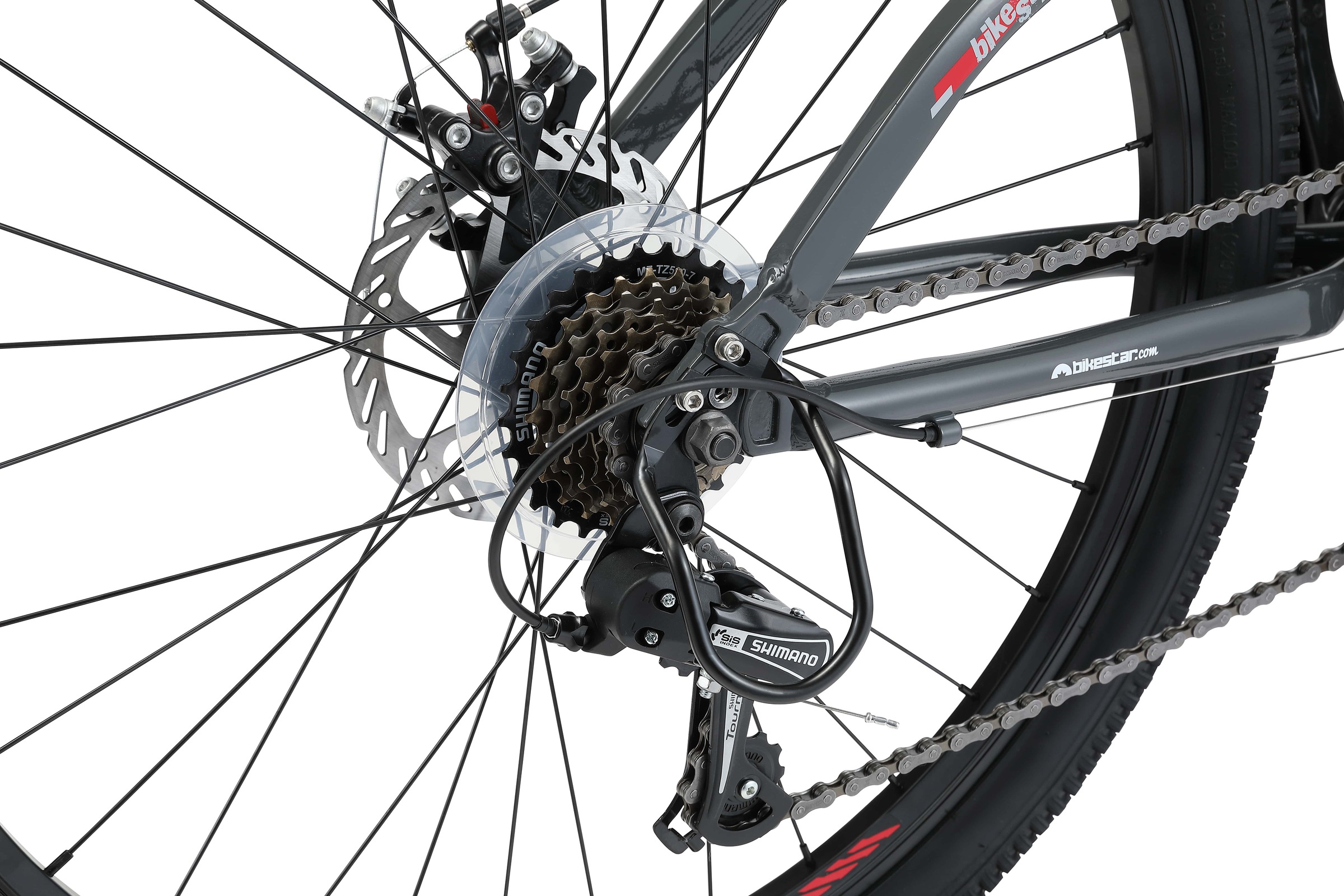 Bikestar Mountainbike, 21 Gang, Shimano, RD-TY300 Schaltwerk, Kettenschaltung, für Damen und Herren, Kettenschaltung