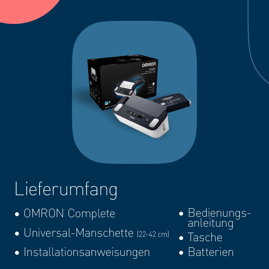 Omron Blutdruckmessgerät »Complete smartes Blutdruck- & EKG-Messgerät«, JETZT mit 1 Jahr OMRON connect Premium Abonnement GRATIS