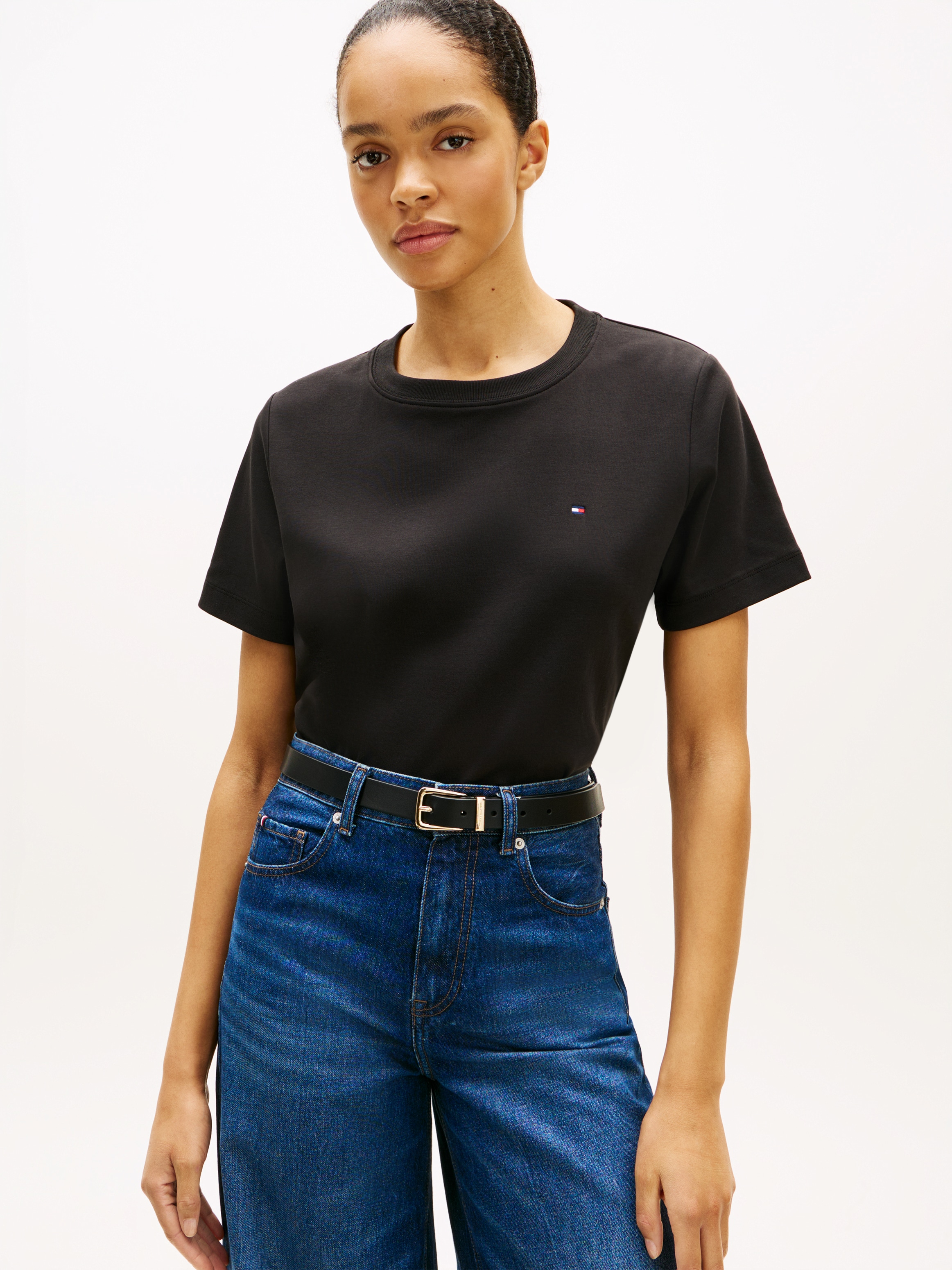 Tommy Hilfiger Kurzarmshirt »INTERLOCK BOXY C-NK SS TEE« Baumwolle