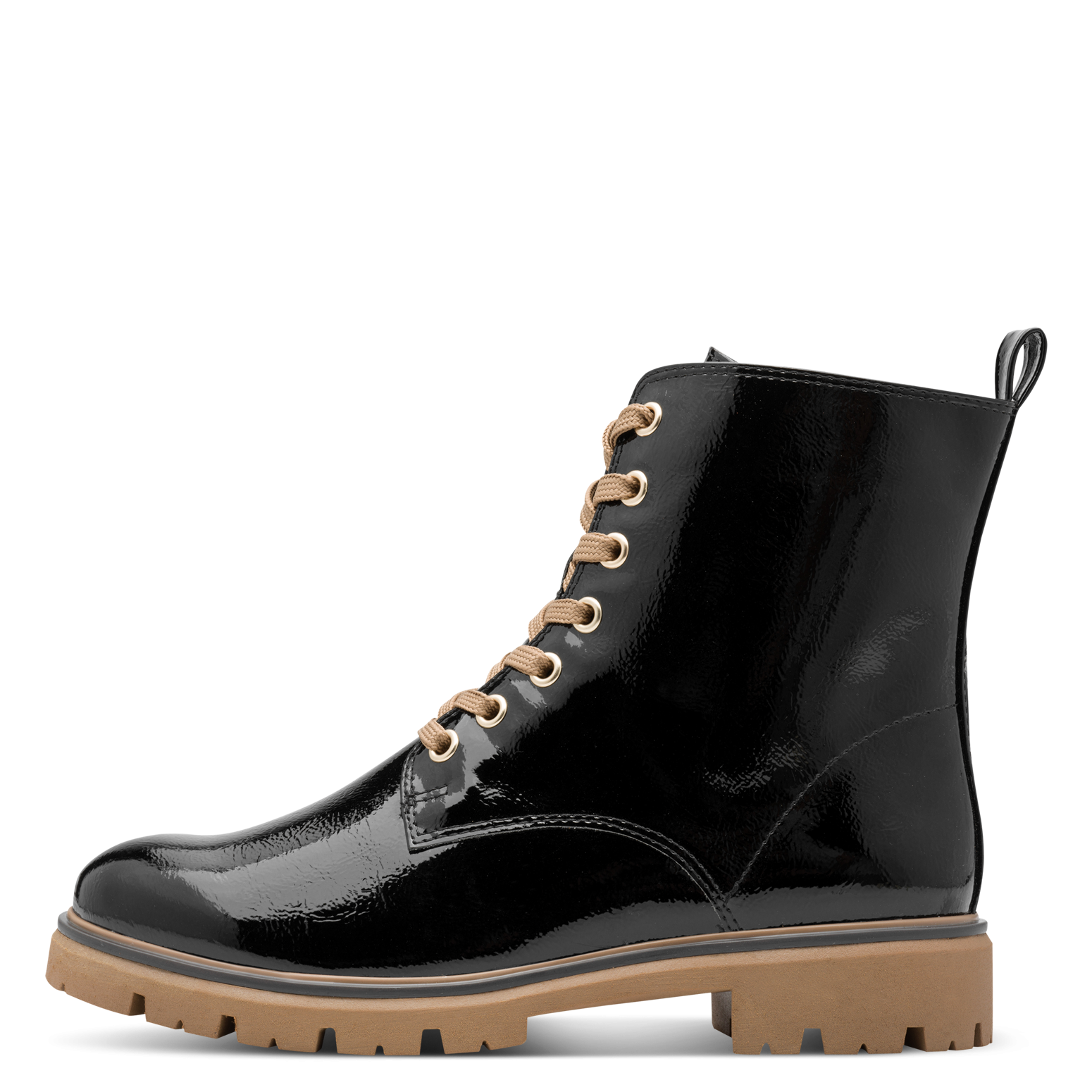 MARCO TOZZI Schnürboots, Blockabsatz, Schnürstiefelette in glänzender Optik günstig online kaufen