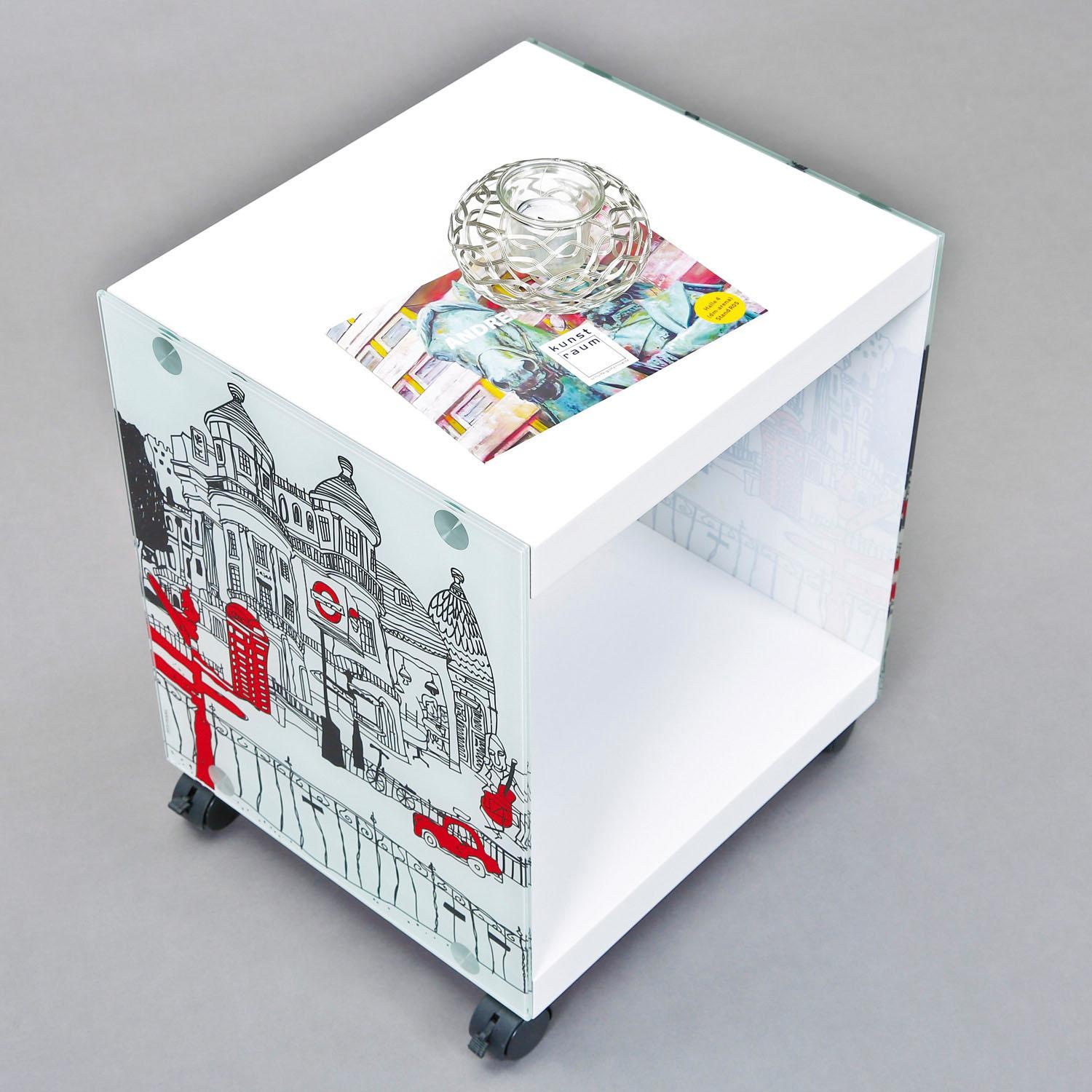 INOSIGN Beistelltisch »Cube«, mit gestalteten Glasseiten