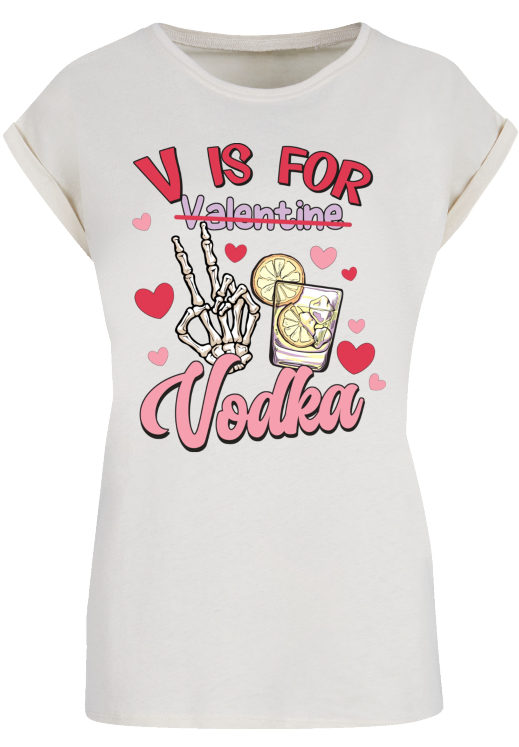 F4NT4STIC T-Shirt »Anti Valentinstag V is for Vodka«, Premium Qualität