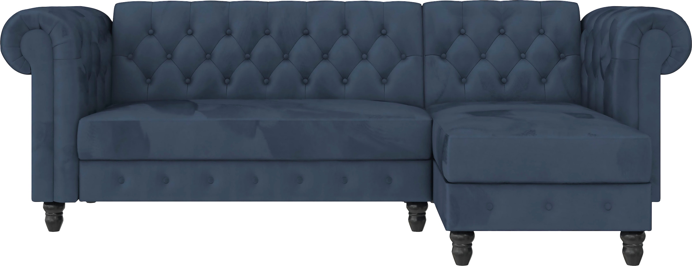 Dorel Home Ecksofa »Felix, L-Form, 241 cm (Liegefl.108x195 cm), Recamiere tauschbar,«, verstellb. Rückenlehne, Bett-Funktion, Velours, Kunstleder, Vintage