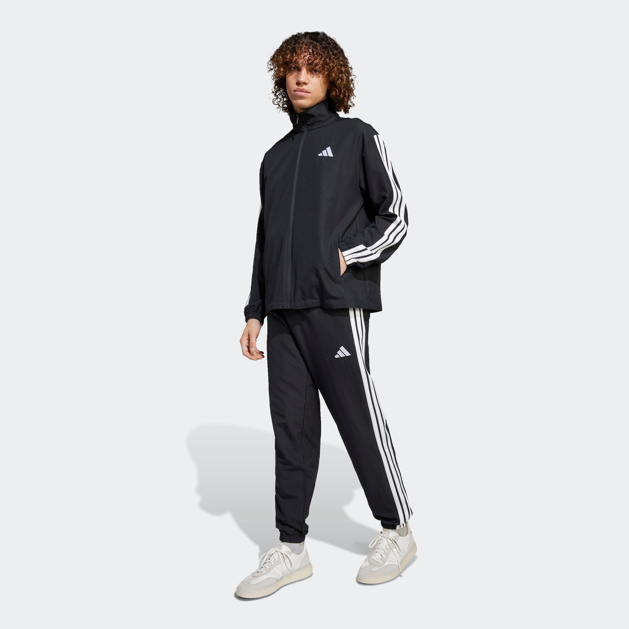 adidas Sportswear Trainingsanzug "3-STREIFEN WOVEN" 2 Stk. zweiteiliges Set, aus Polyester, mit durchgehendem Reißverschluss