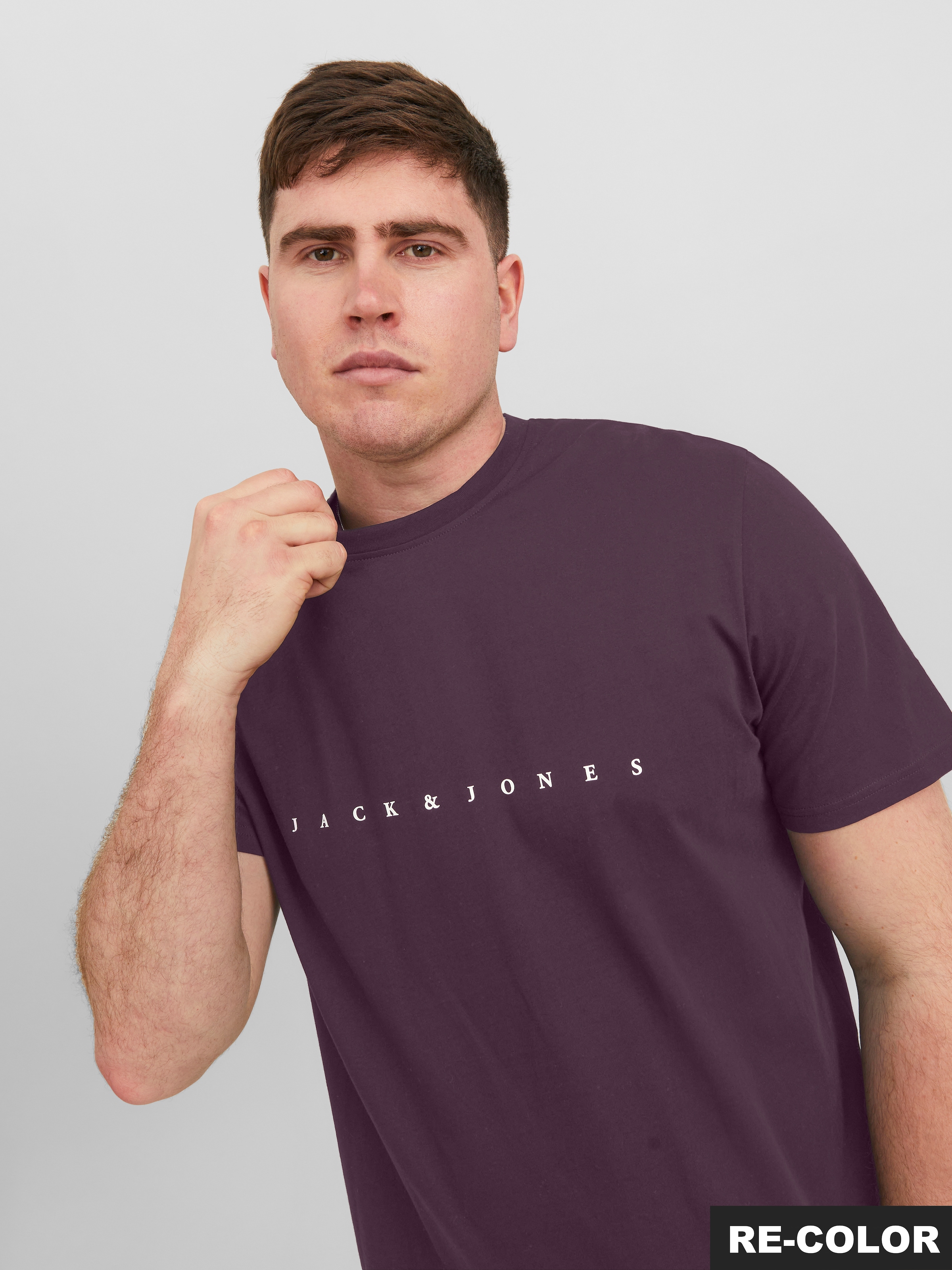Jack & Jones PlusSize Rundhalsshirt »JJESTAR JJ TEE SS NOOS PLS«, mit Logo Schriftzug