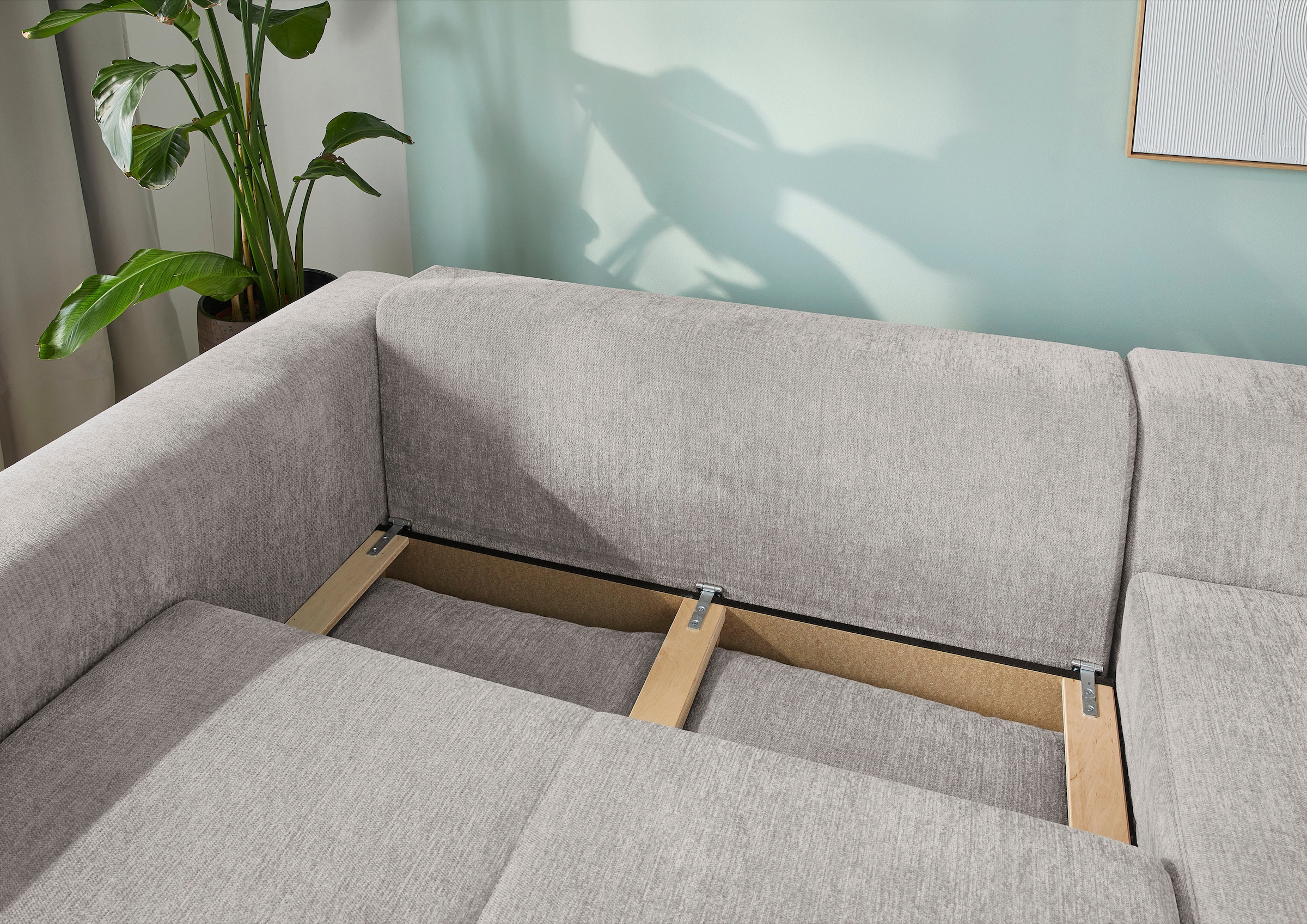 Jockenhöfer Gruppe Ecksofa »Kampen L-Form, B: 288 cm, Liegefl. 153x245 cm« mit Bettfunktion, Bettkasten & Zierkissen, Federkern