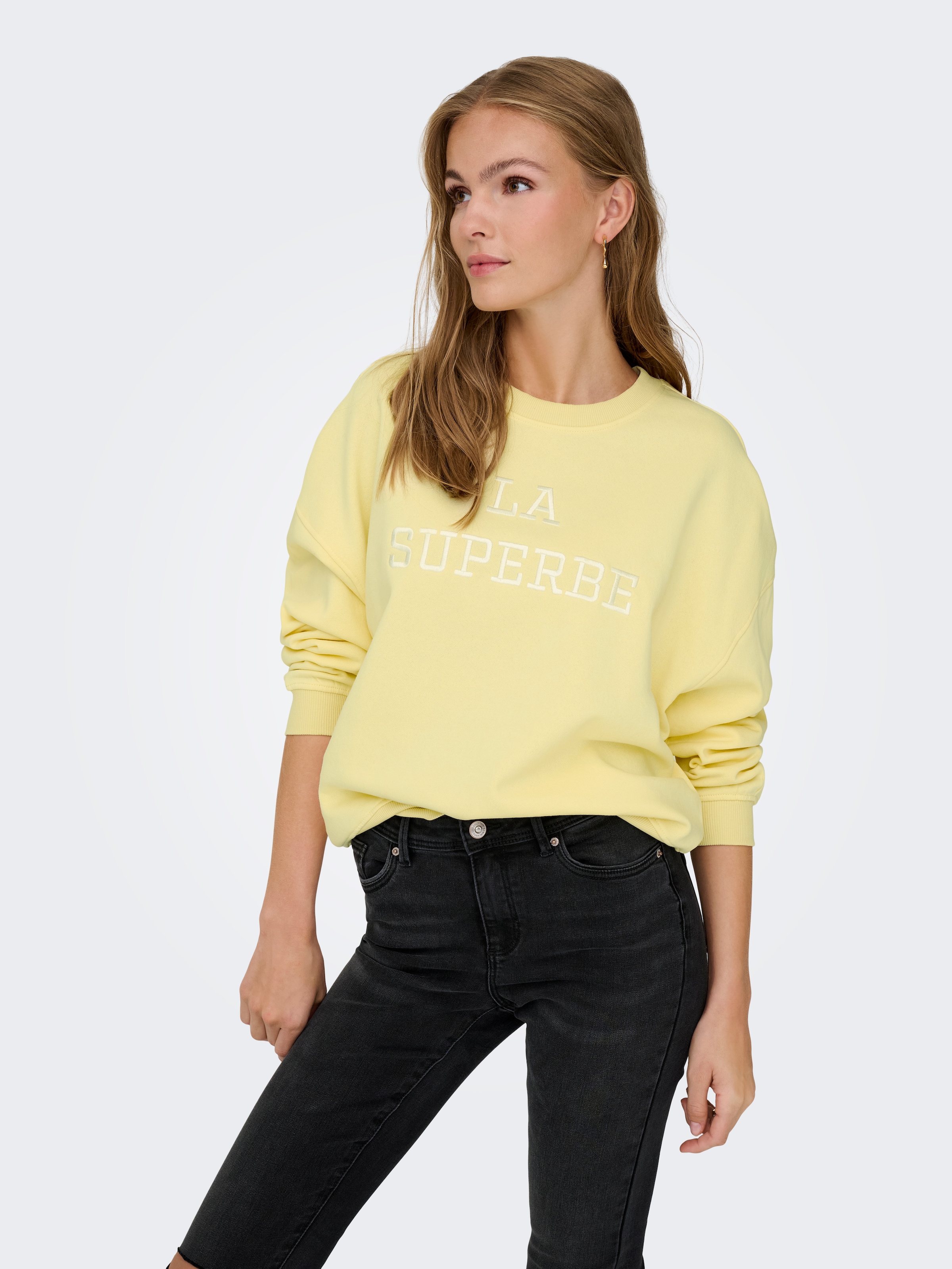 JDY Sweatshirt »JDYMESA L/S O-NECK EMB SWEAT JRS NOOS«