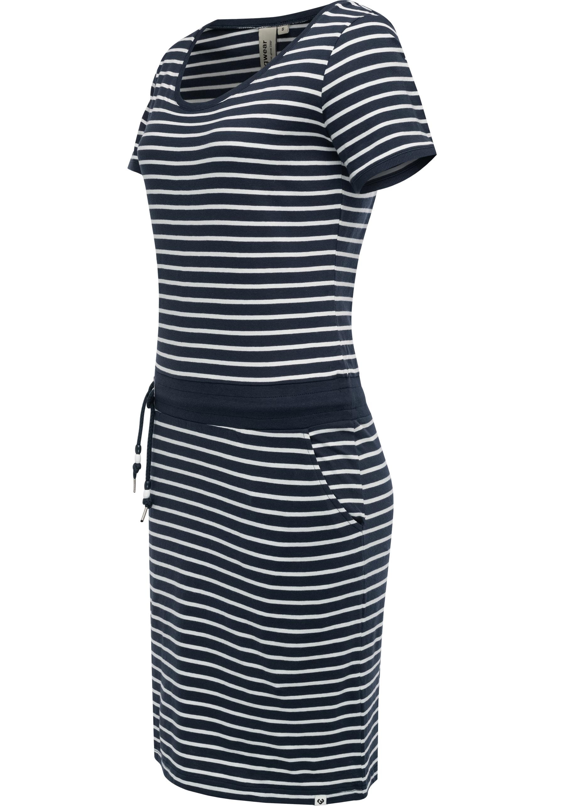 Ragwear Sommerkleid »Baomi«, gestreiftes Damen Minikleid mit Taillenkordel und Taschen