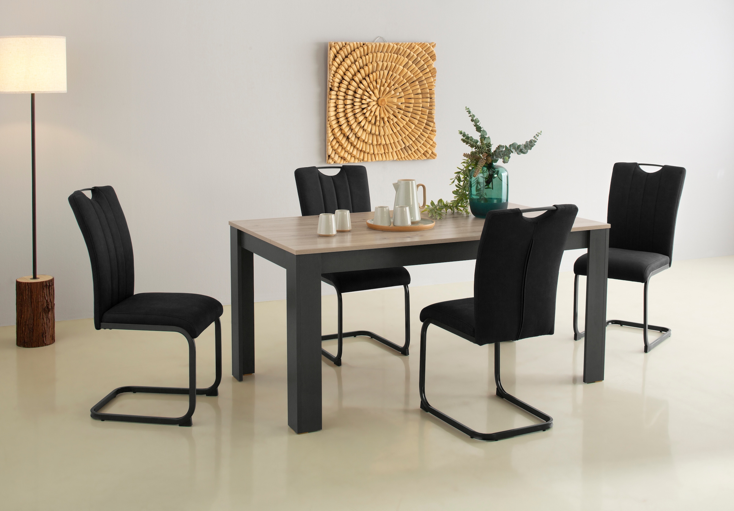 Home affaire Essgruppe "Napoli" Set, 4 Freischwinger + 1 Esstisch, 5 Stk. t günstig online kaufen