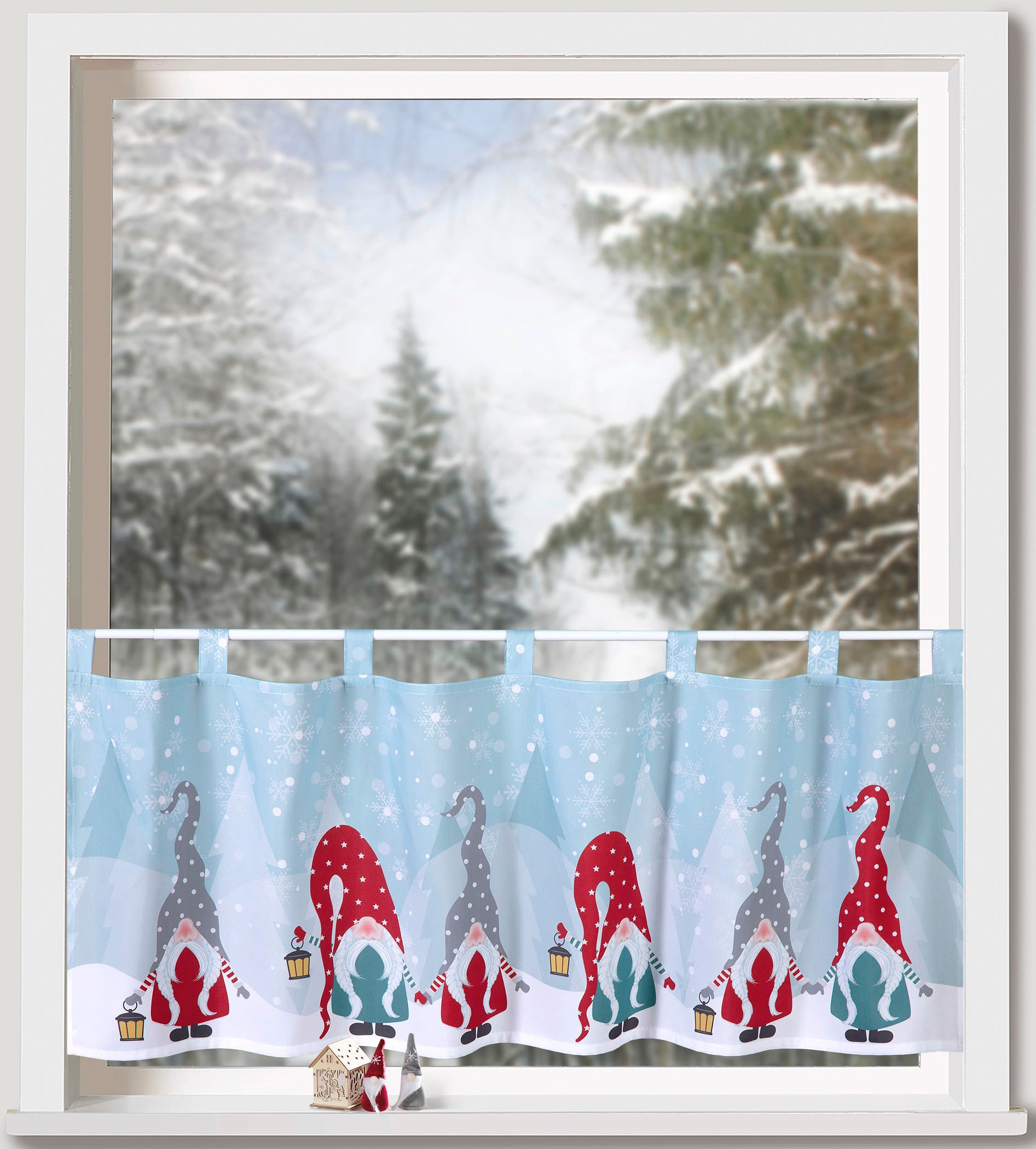 Weckbrodt Scheibengardine "Wichtel Winter" Schlaufen 1 Stk. tlg. Bistro, Mi günstig online kaufen